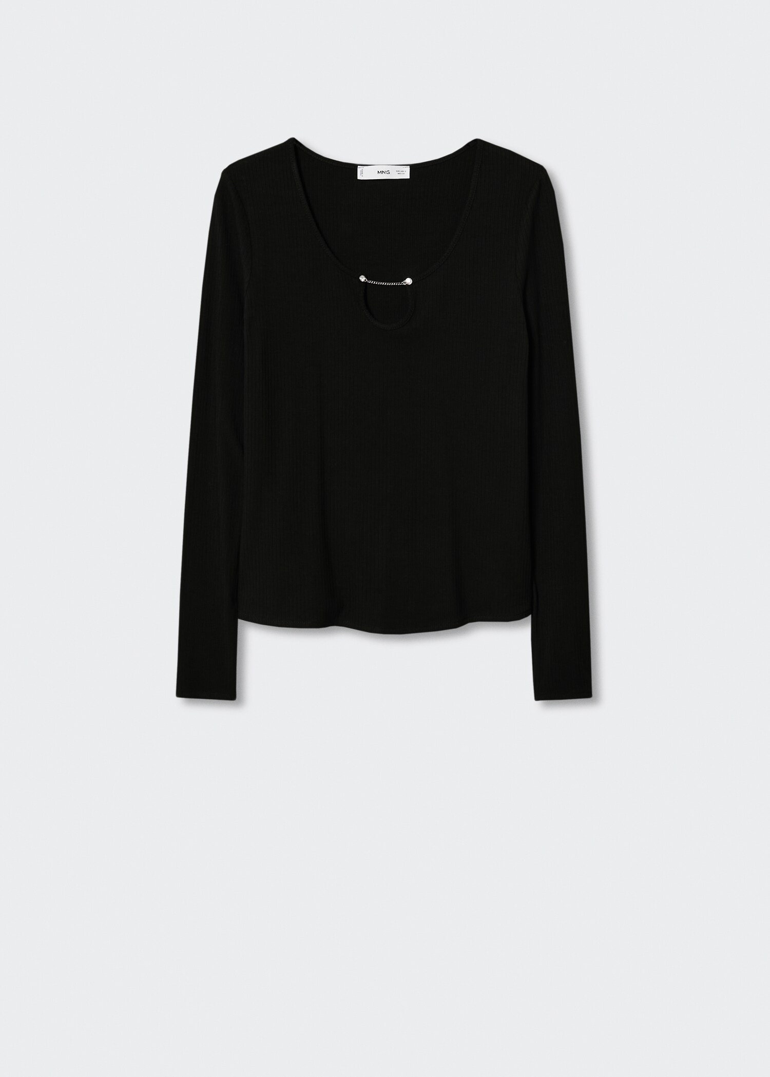 T-shirt maille côtelée col bijoux - Article sans modèle