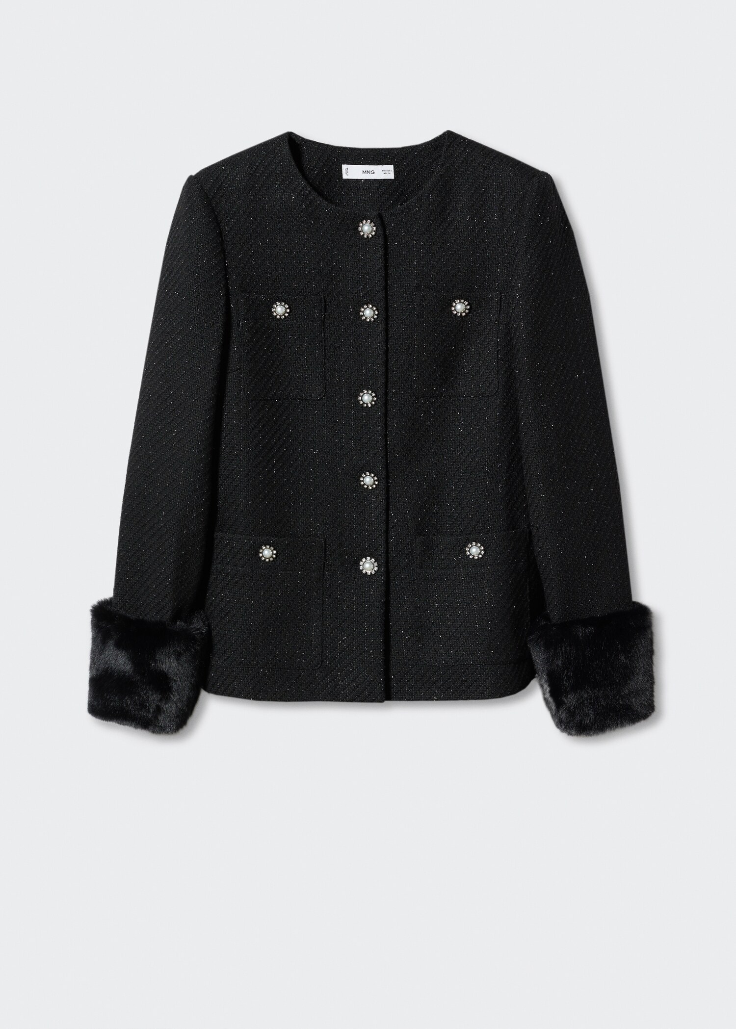 Tweed dzseki ékszergombokkal - Termék modell nélkül