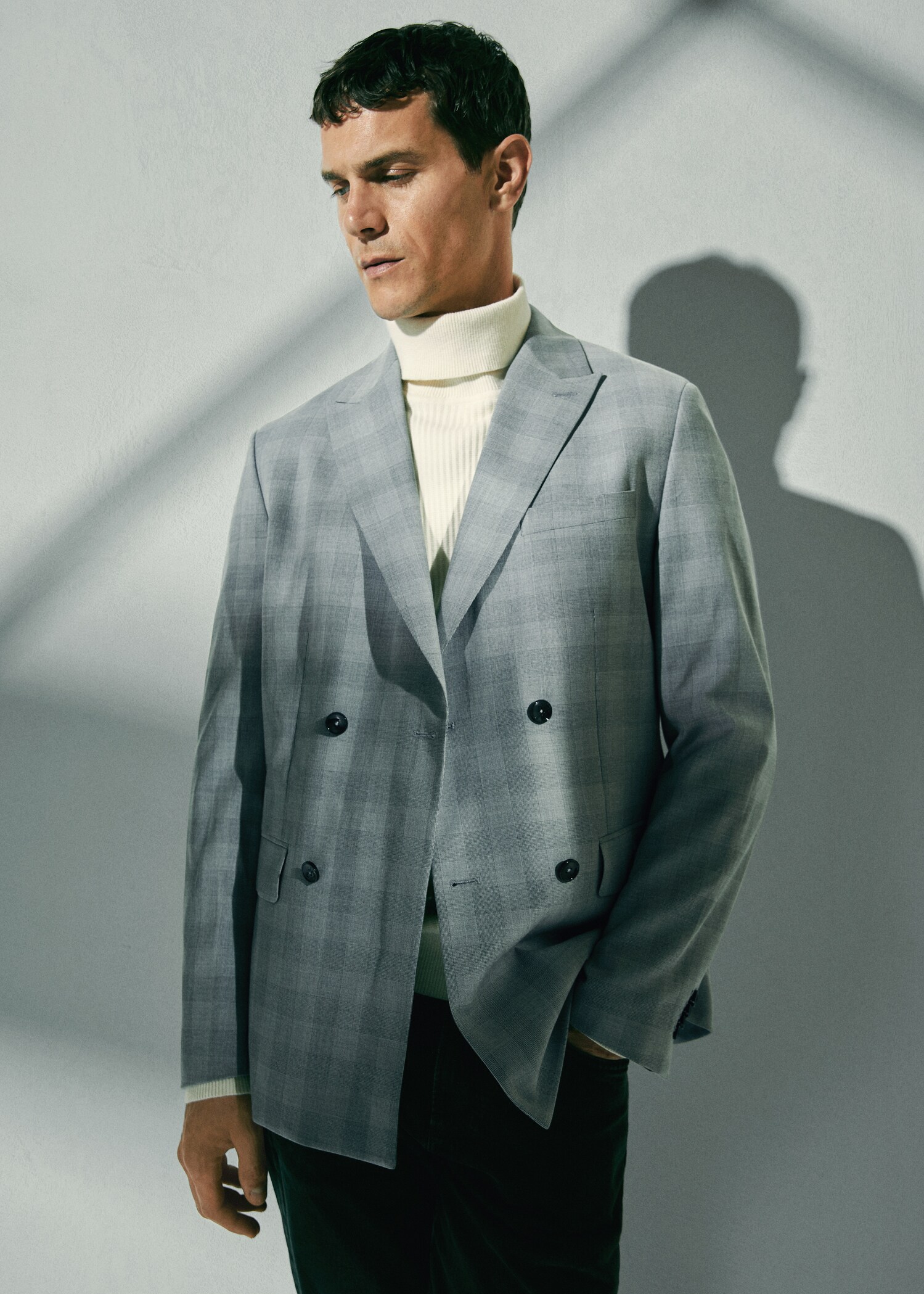 Veste costume slim fit croisée carreaux - Détail de l'article 5