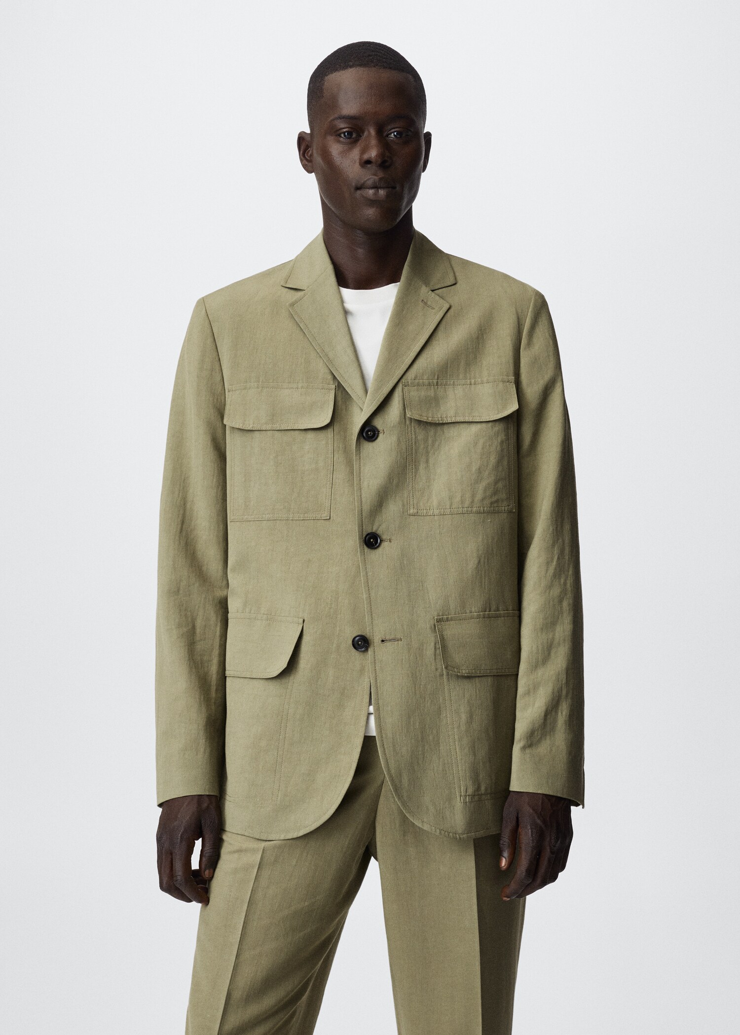 Linen suit jacket with pockets - Medium plane
