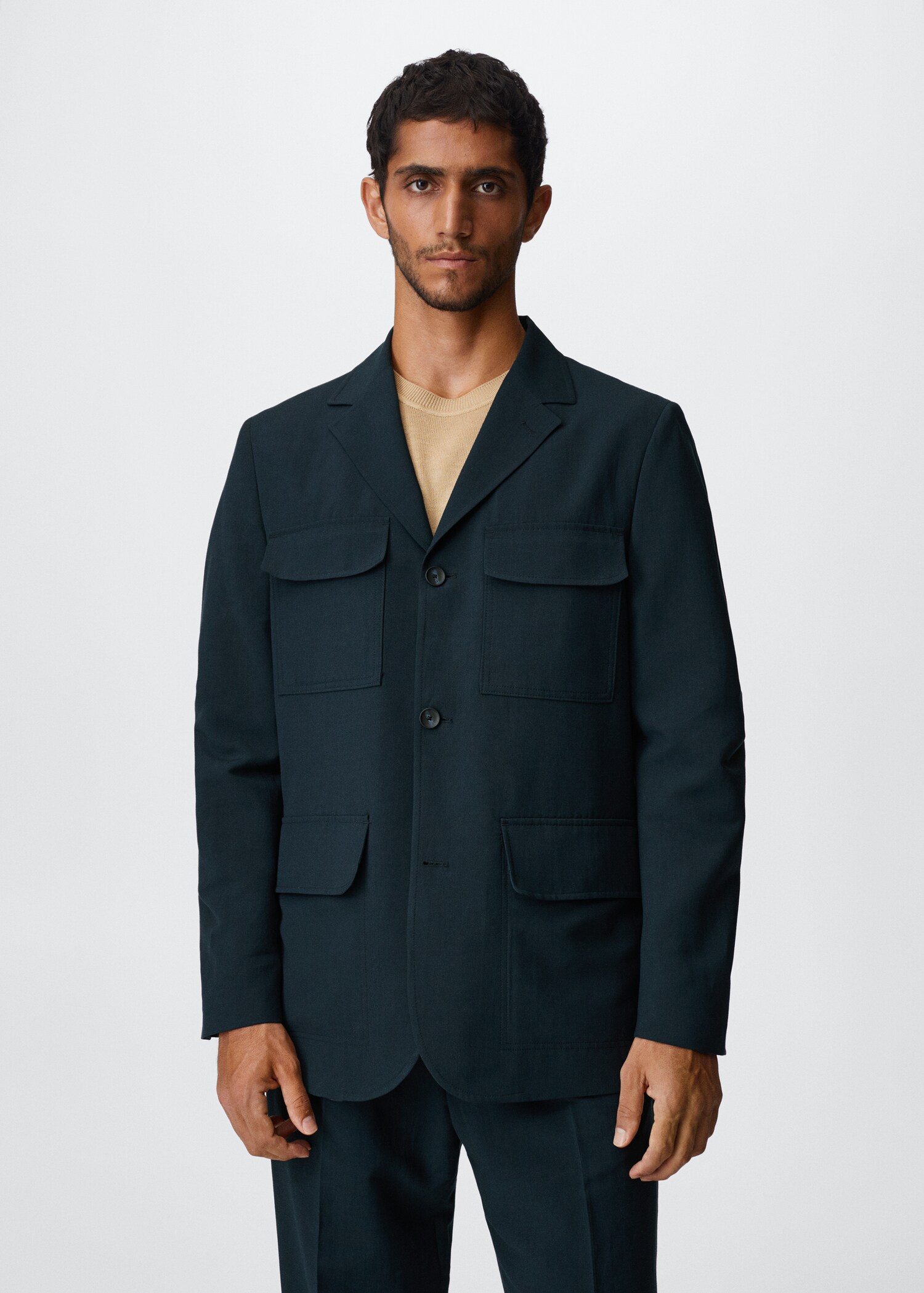 Linen suit jacket with pockets - Medium plane