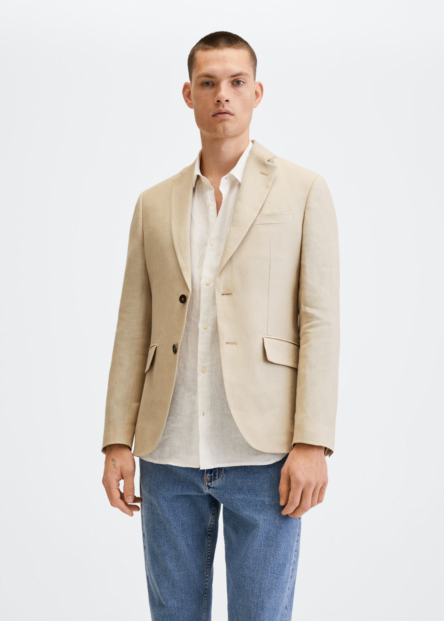 Americana slim fit 100% lino - Plano medio