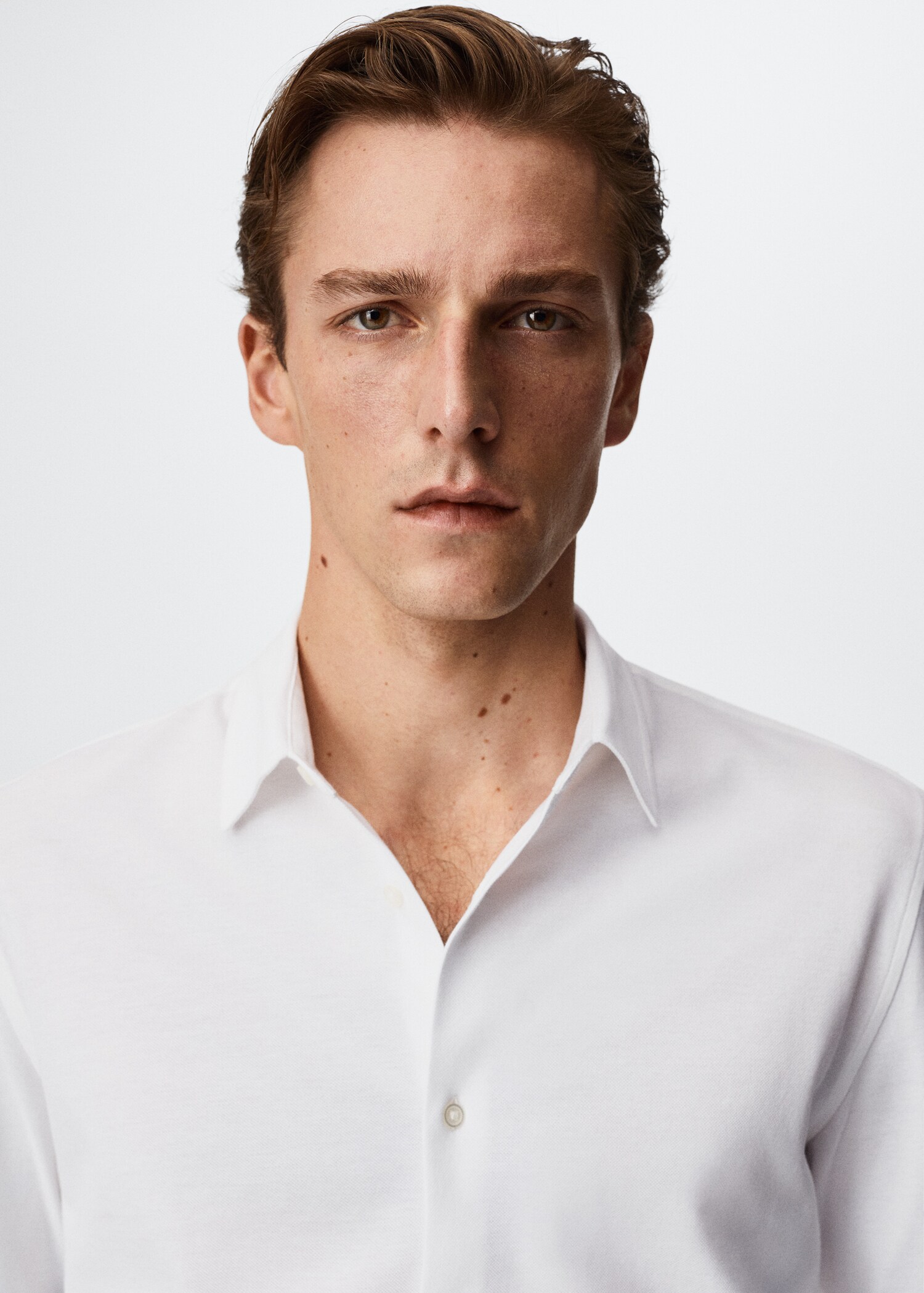 Slim-fit pique suit shirt - Details of the article 1