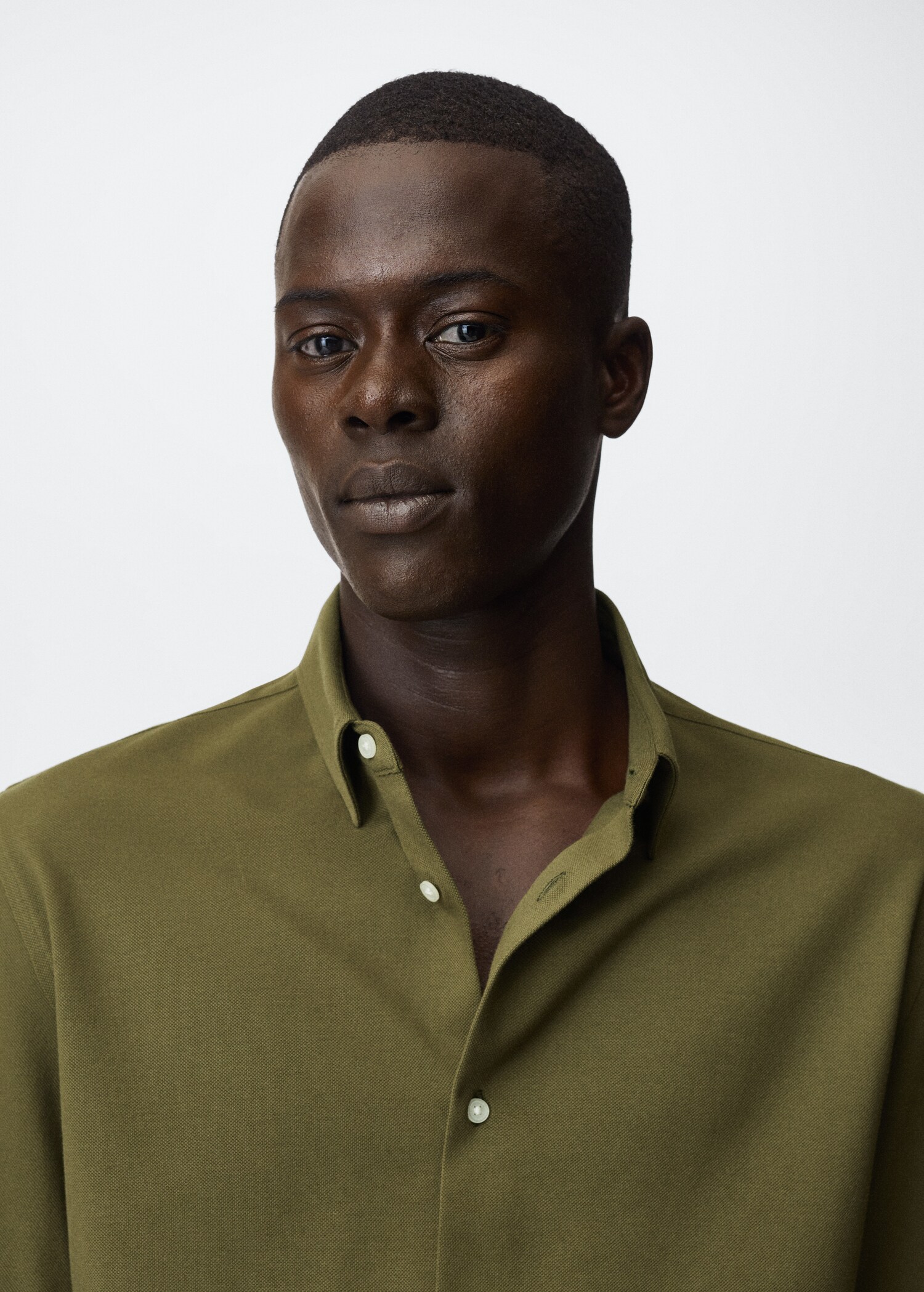 Slim-fit pique suit shirt - Details of the article 1