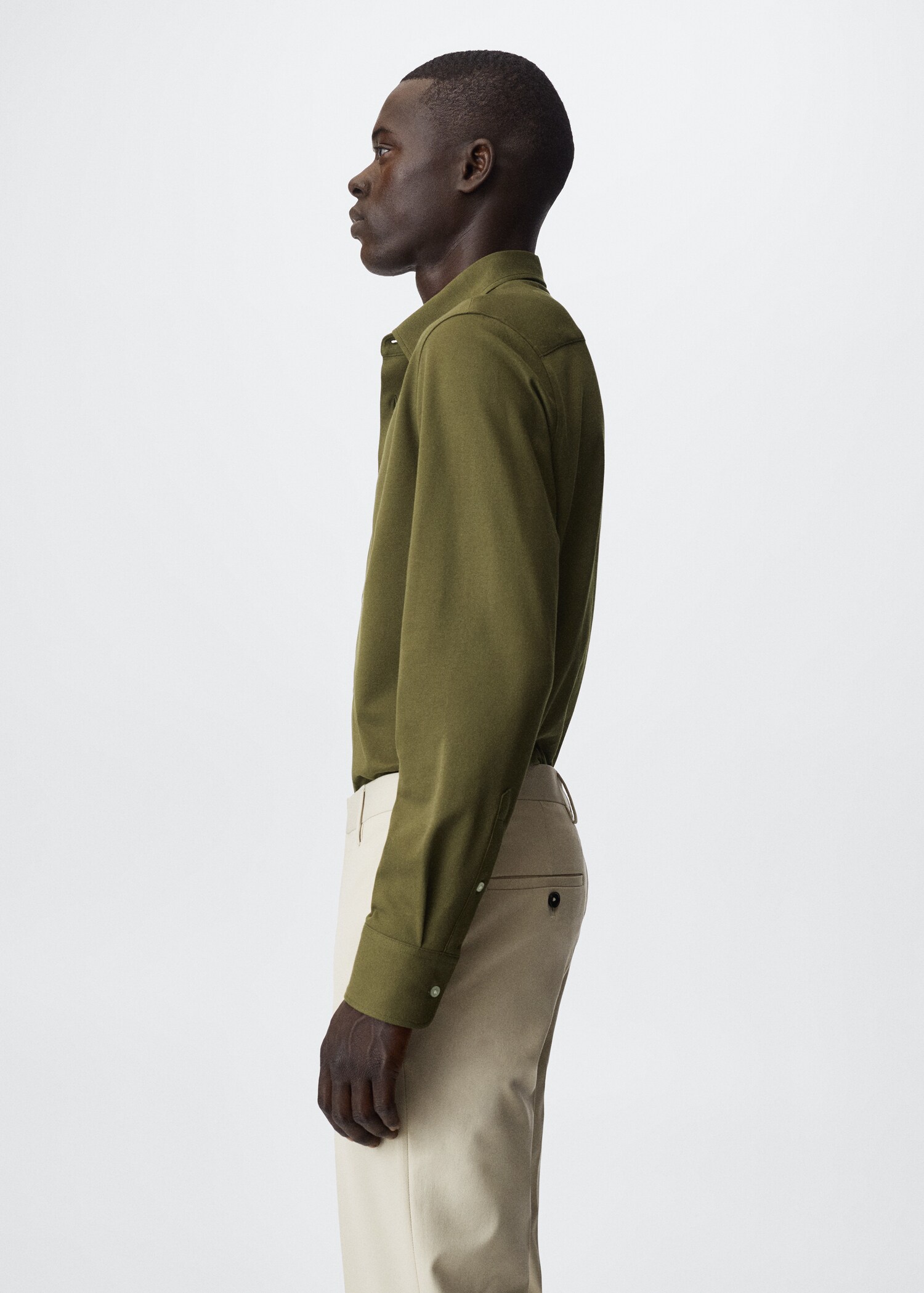 Slim-fit pique suit shirt - Details of the article 2