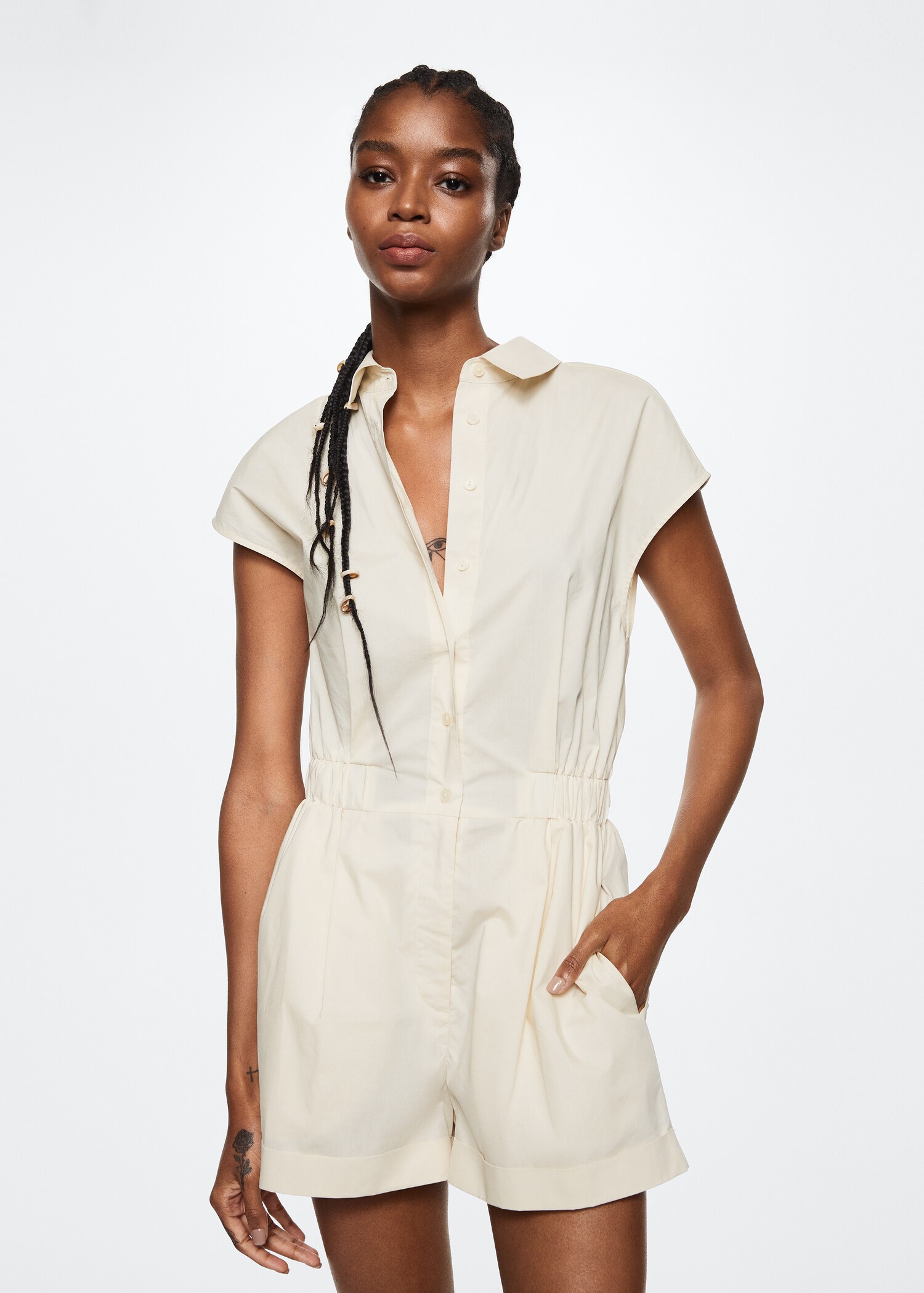 Cotton short jumpsuit - Medium plane