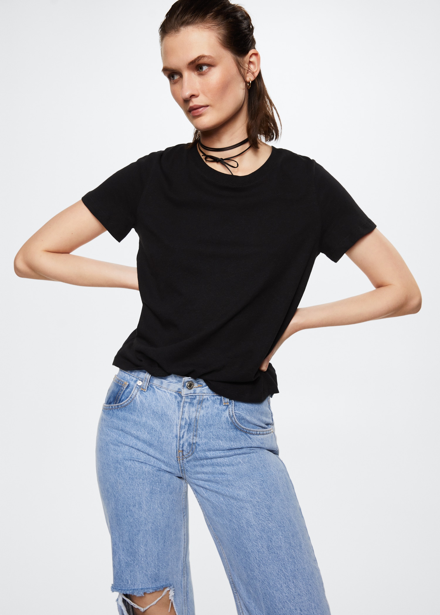 T-Shirt aus Leinen-Baumwoll-Mix - Mittlere Ansicht