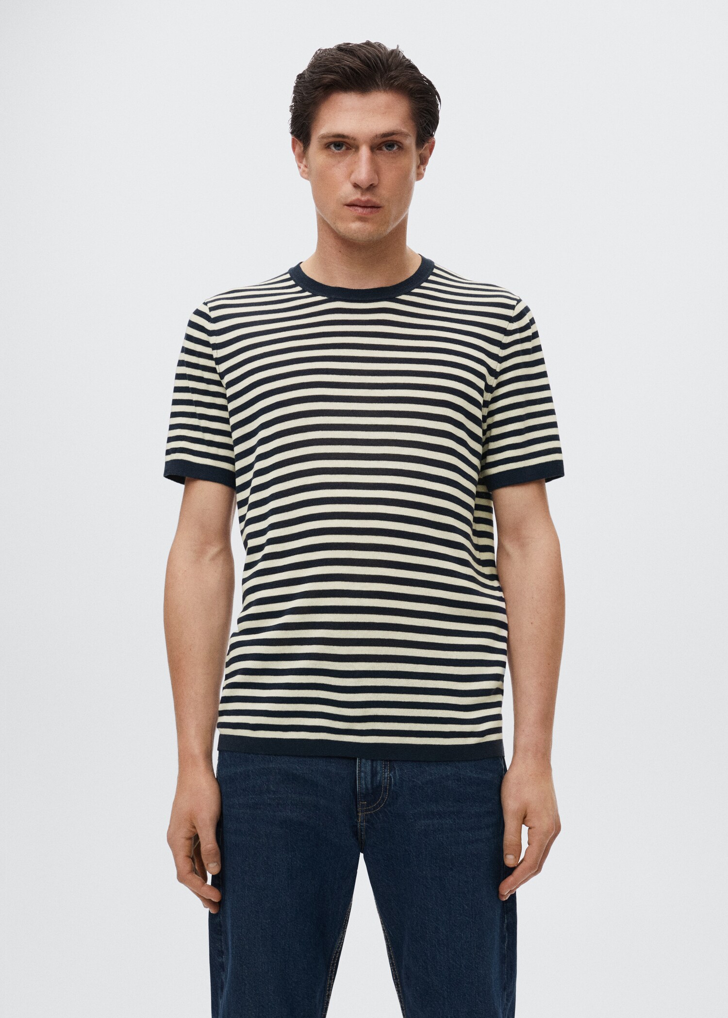 Striped linen-knit t-shirt - Medium plane