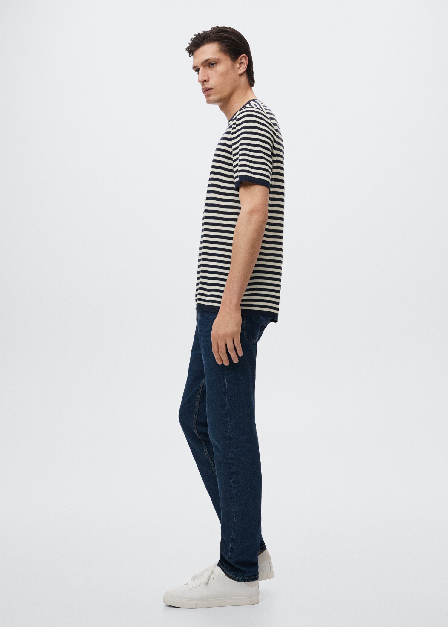 Striped linen-knit t-shirt - Details of the article 2