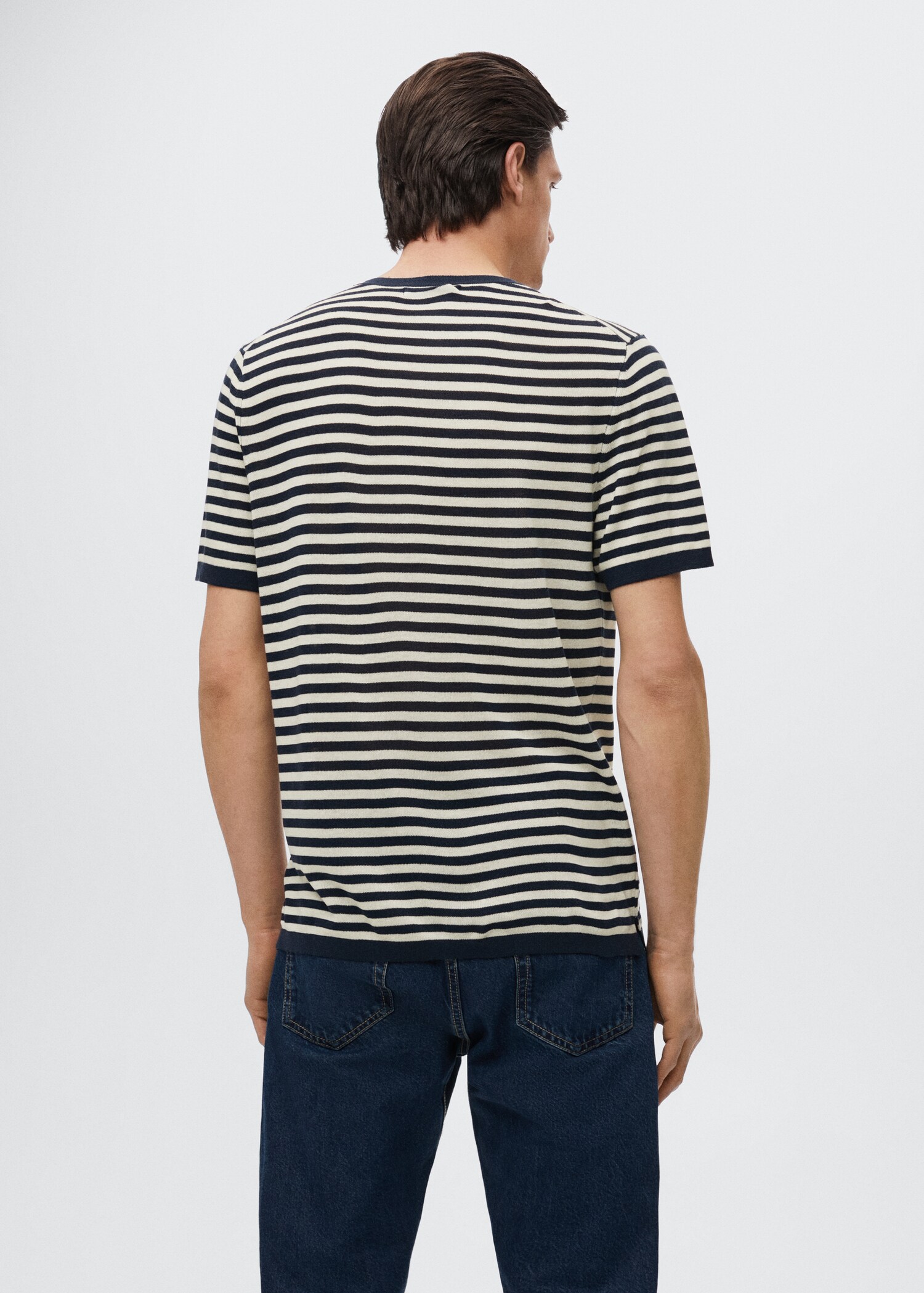 Striped linen-knit t-shirt - Reverse of the article