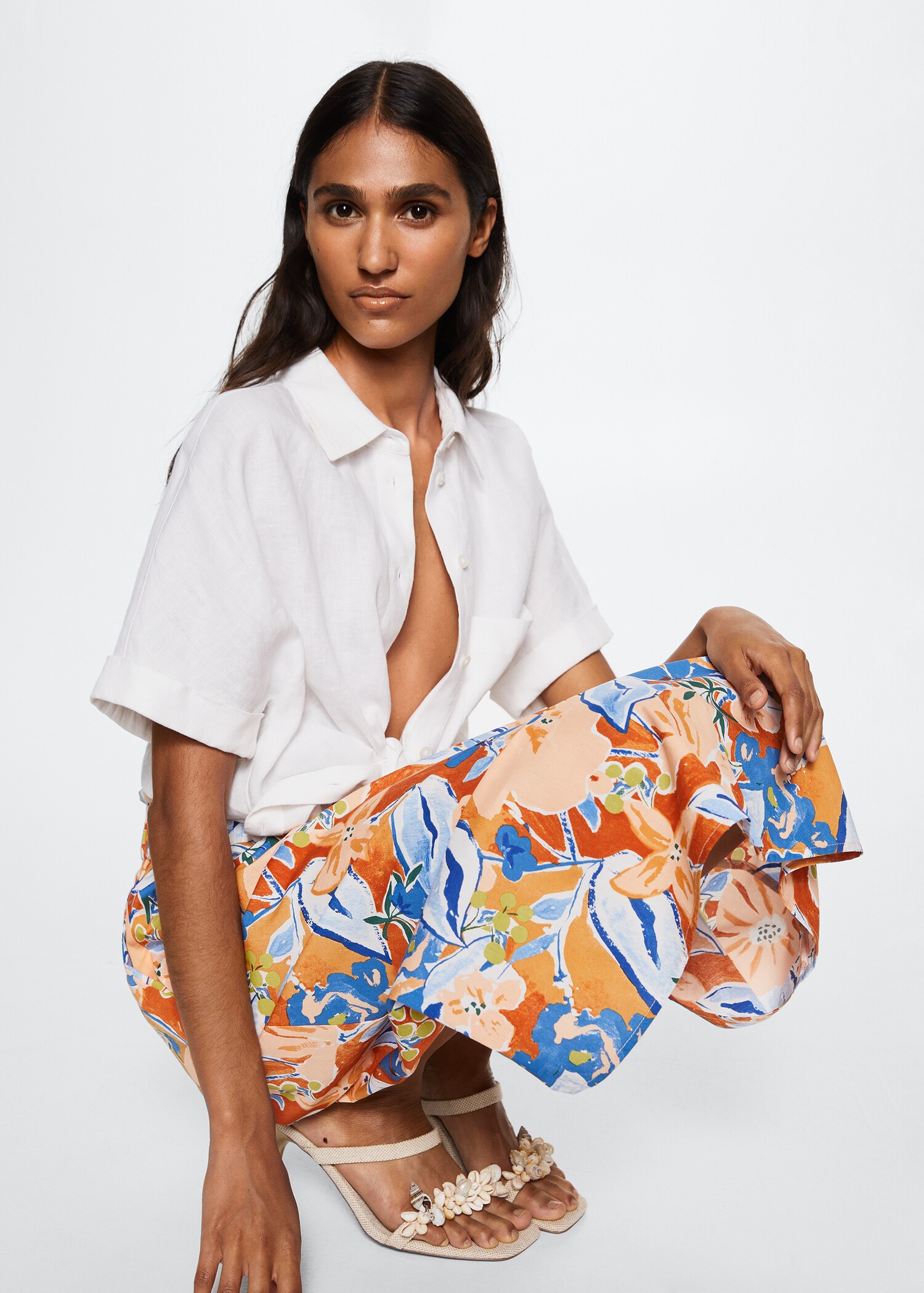 Printed midi skirt - Details of the article 1