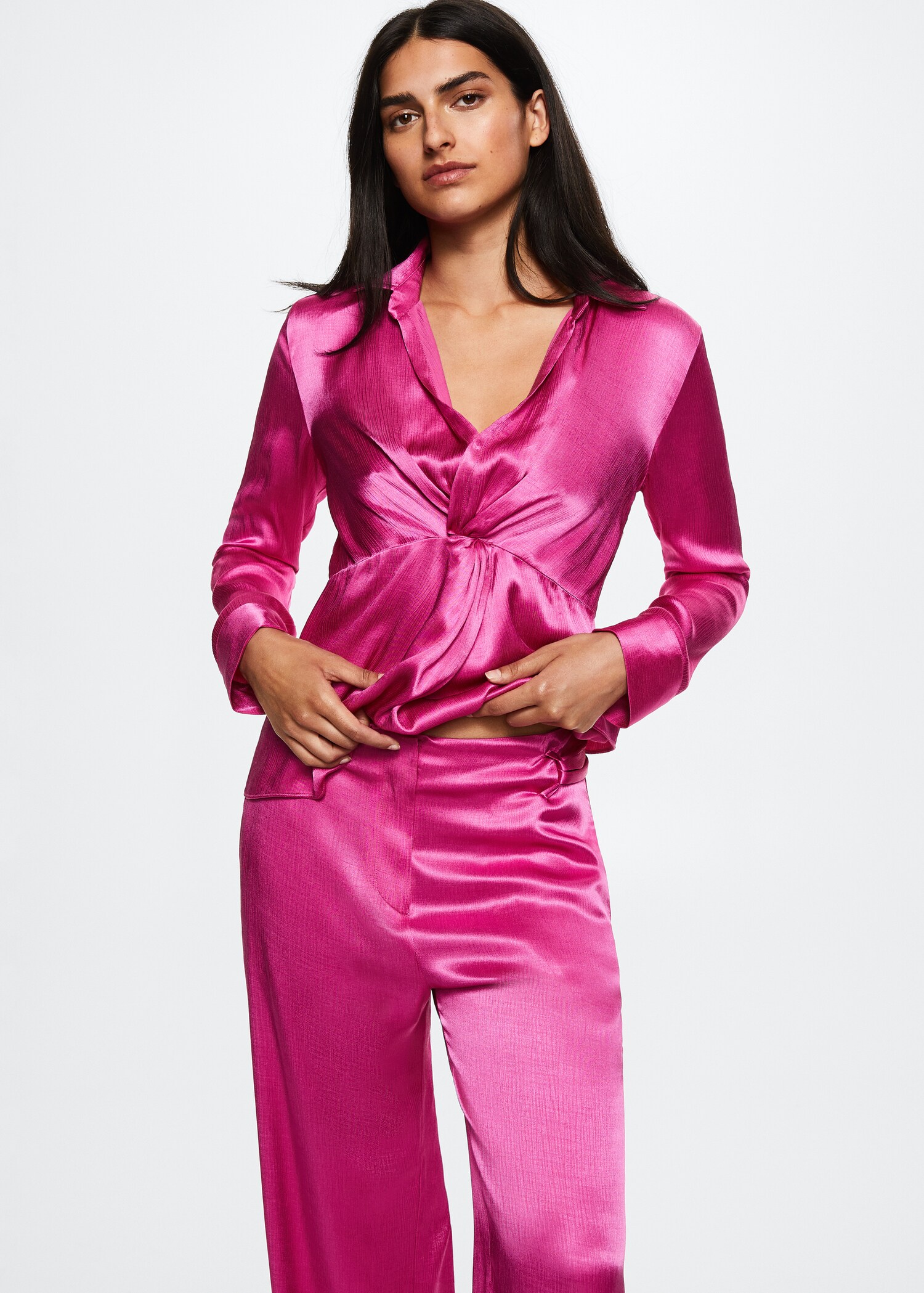 Bow satin pants - Details of the article 1