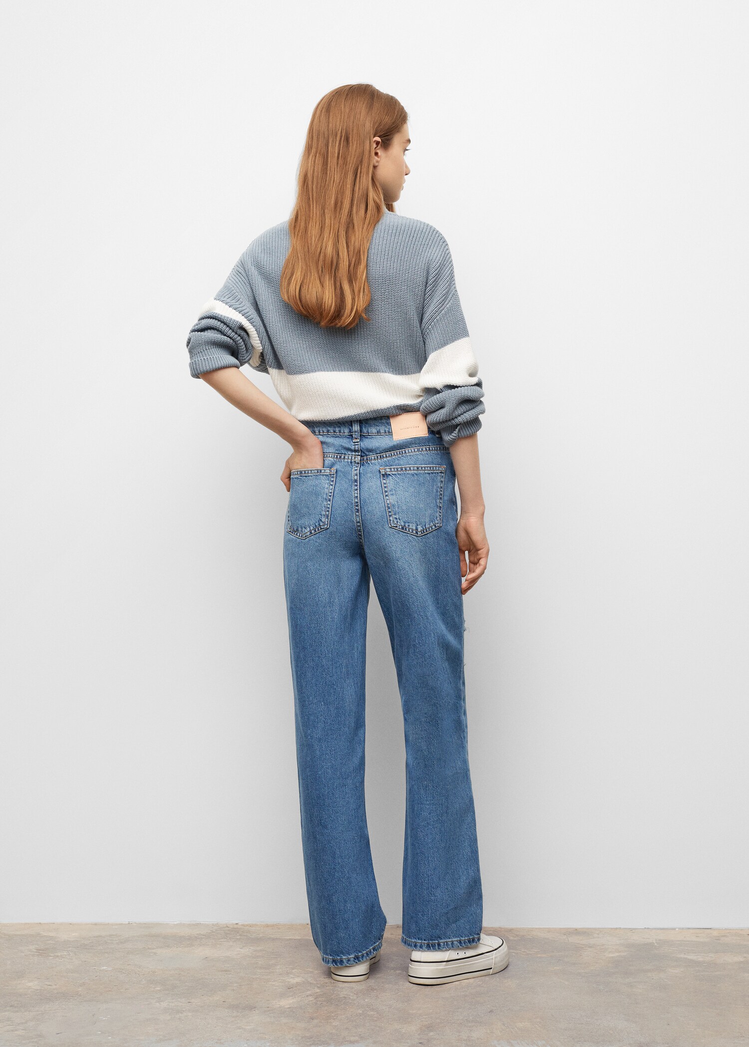 Jeans wideleg rotos decorativos - Reverso del artículo