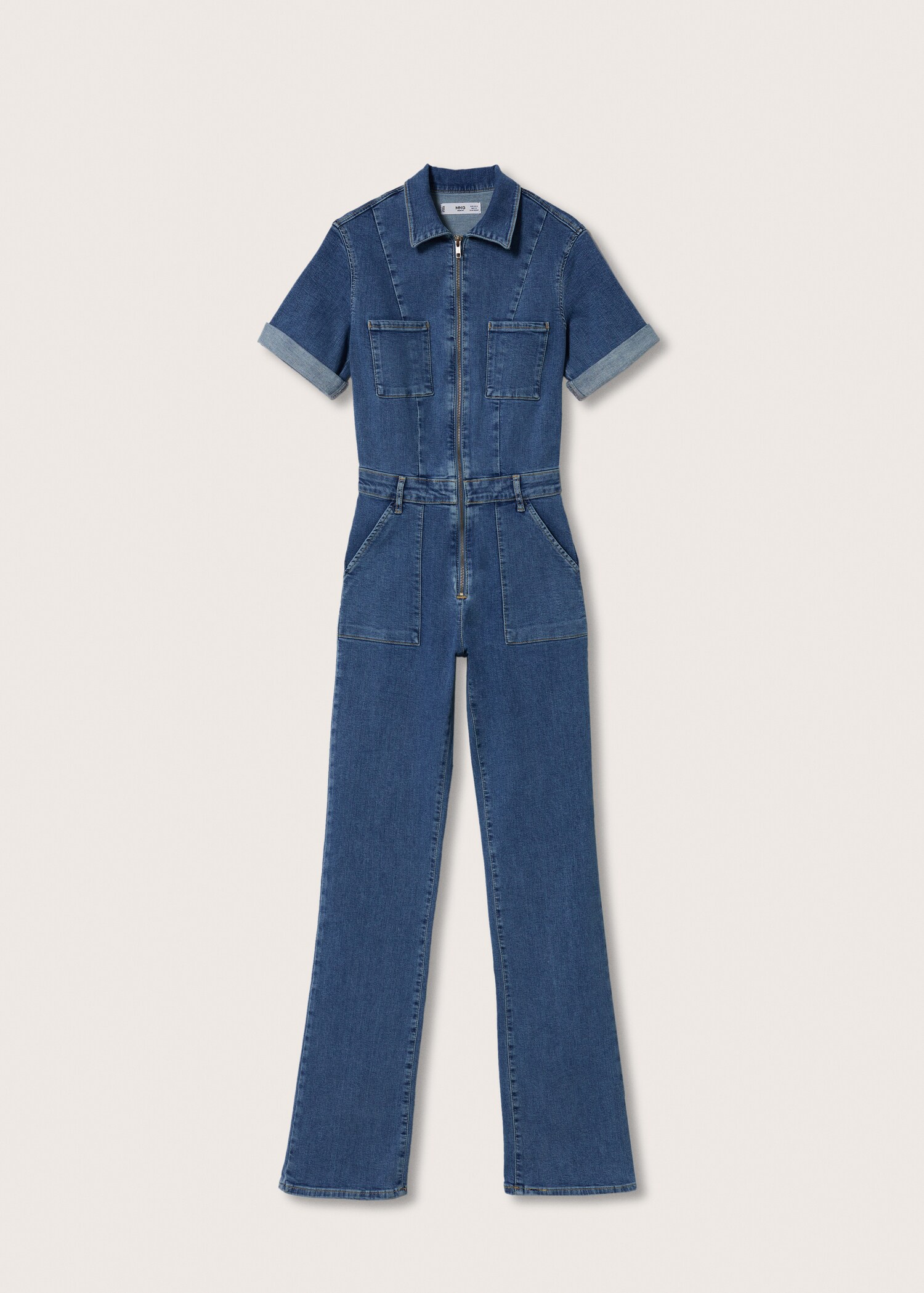 Denim zipper jumpsuit - Article without model