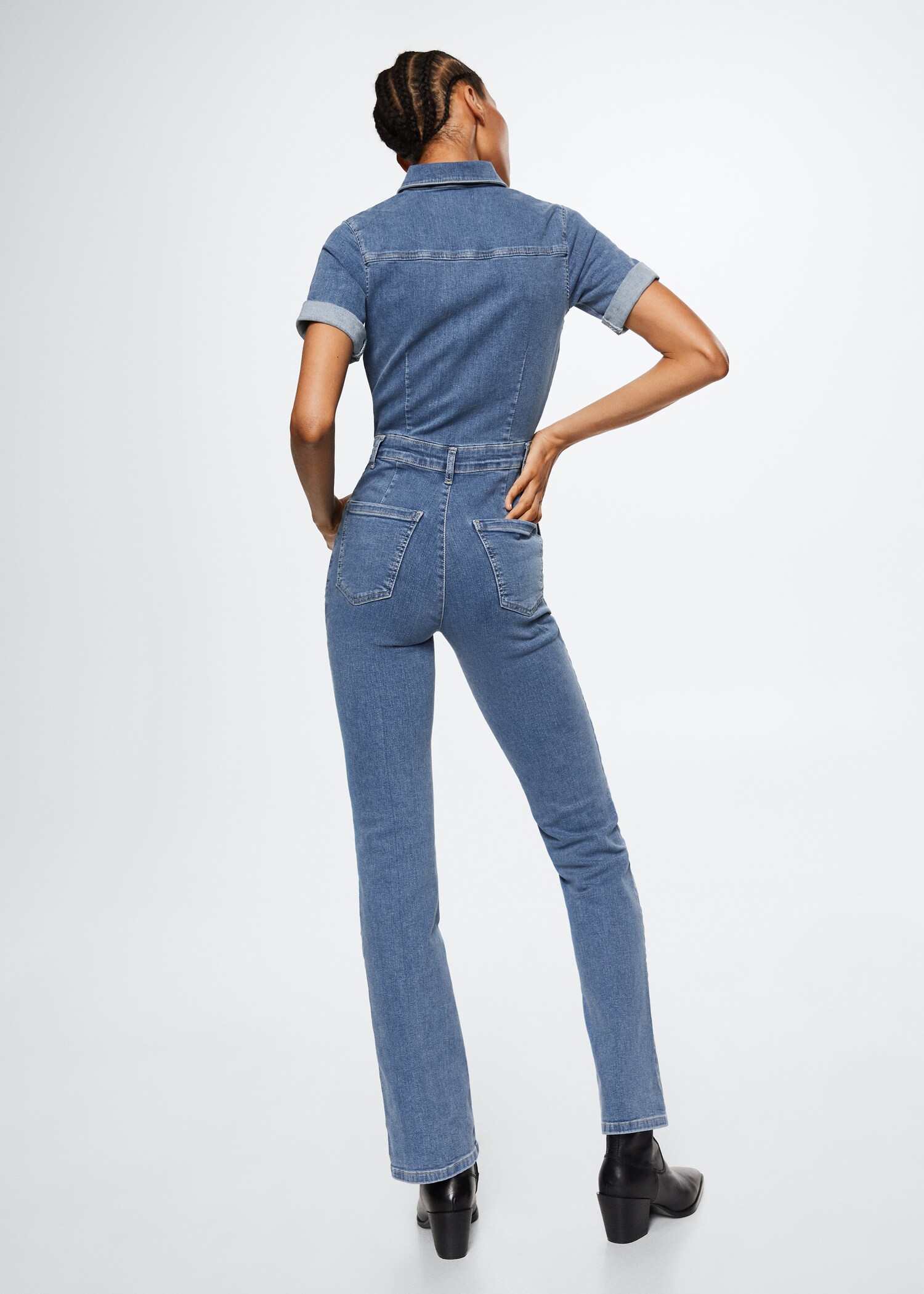 Denim zipper jumpsuit - Reverse of the article