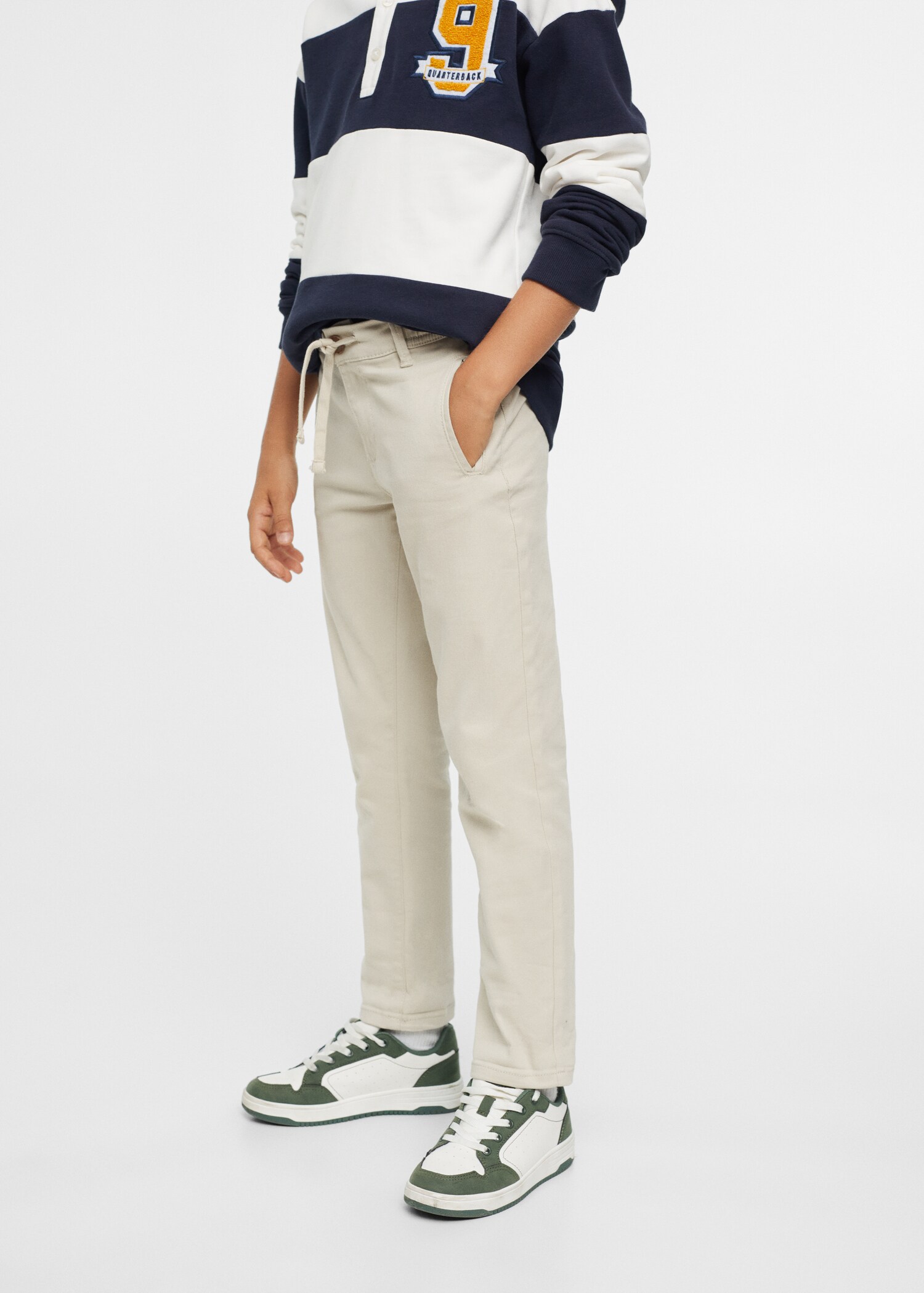 Drawstring straight trousers - Details of the article 1