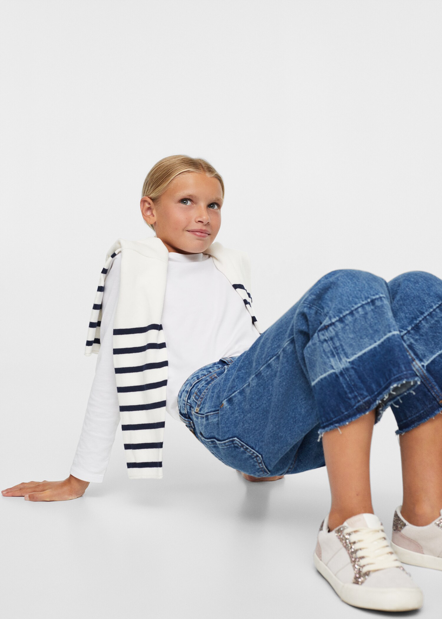 Jeans culotte costura - Plano medio