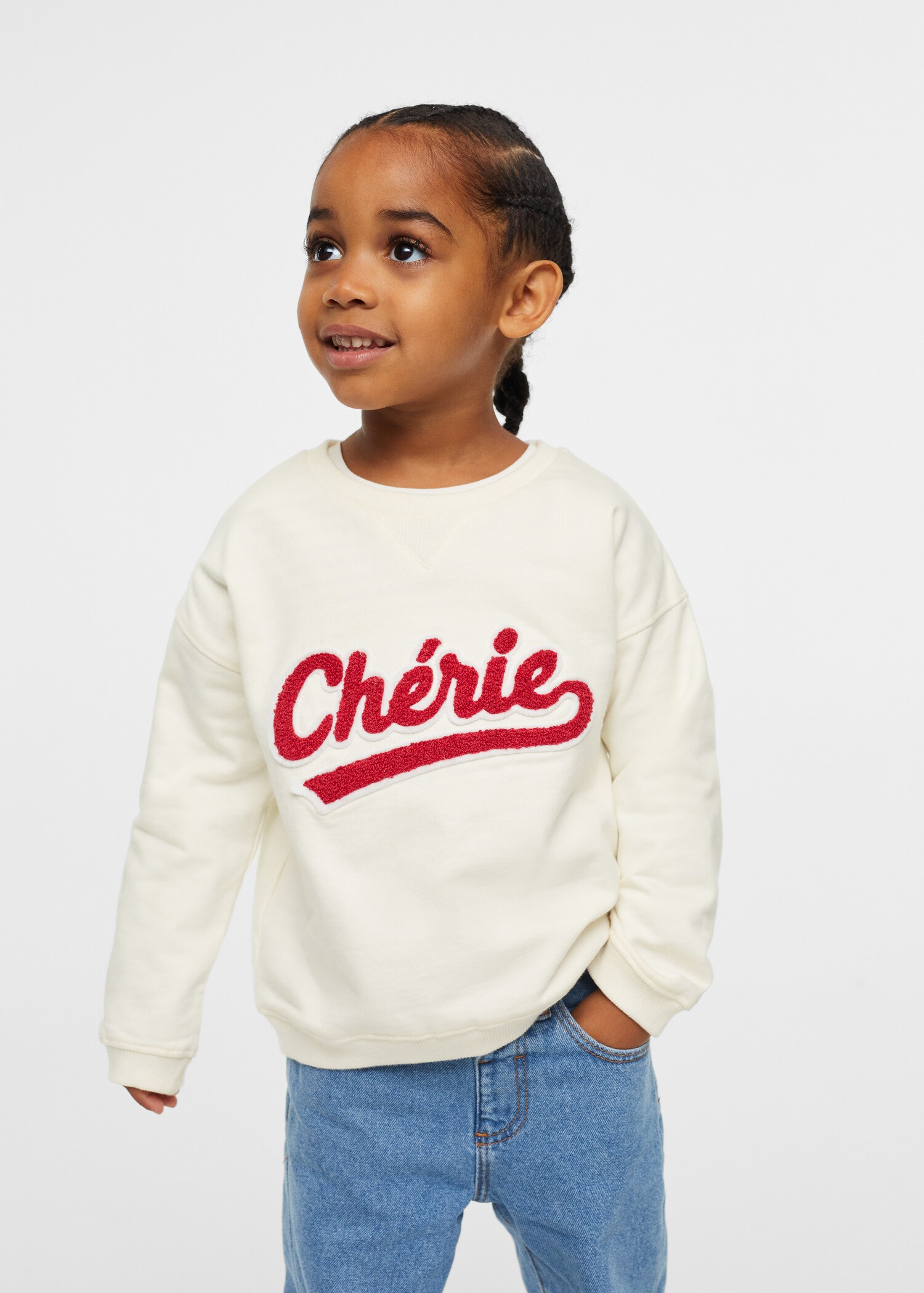Sweatshirt mit strukturierter Stickerei - Mittlere Ansicht