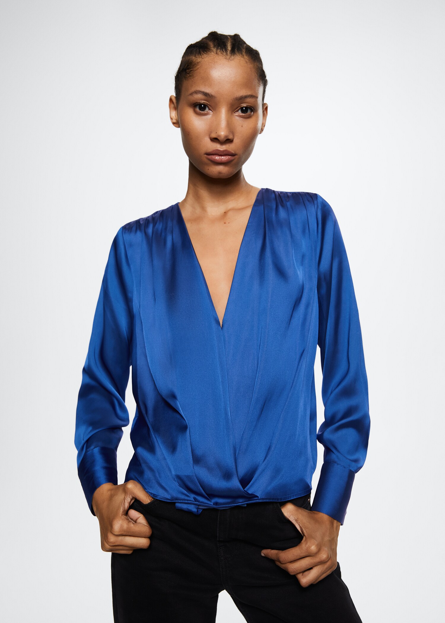 Wrap V-neckline blouse - Medium plane
