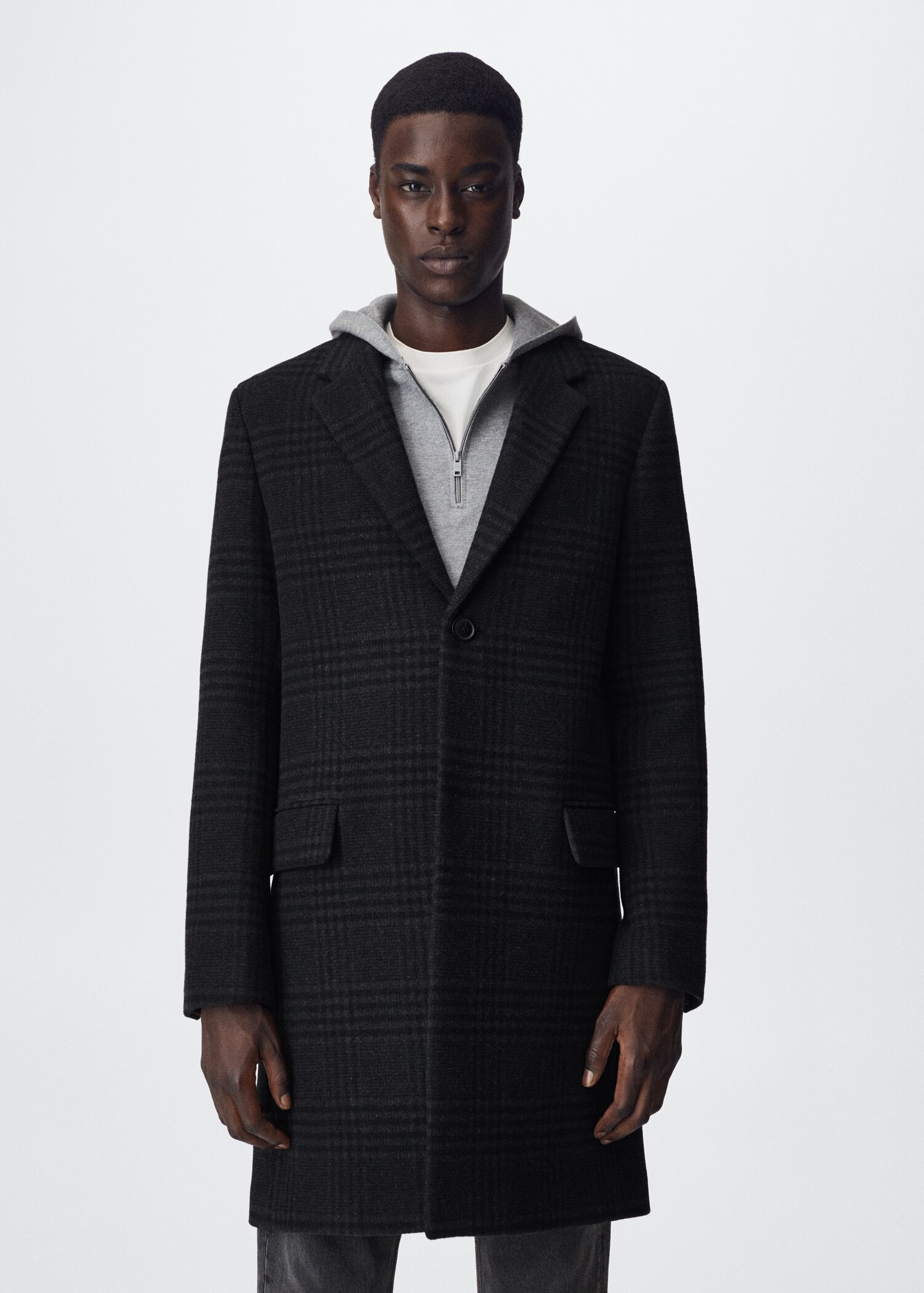 Long recycled wool coat - Medium plane