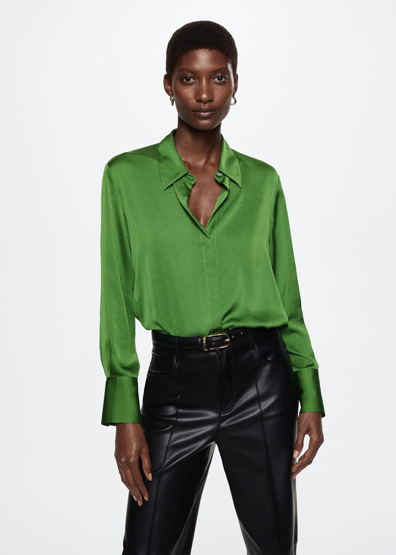 Satin finish flowy shirt - Medium plane