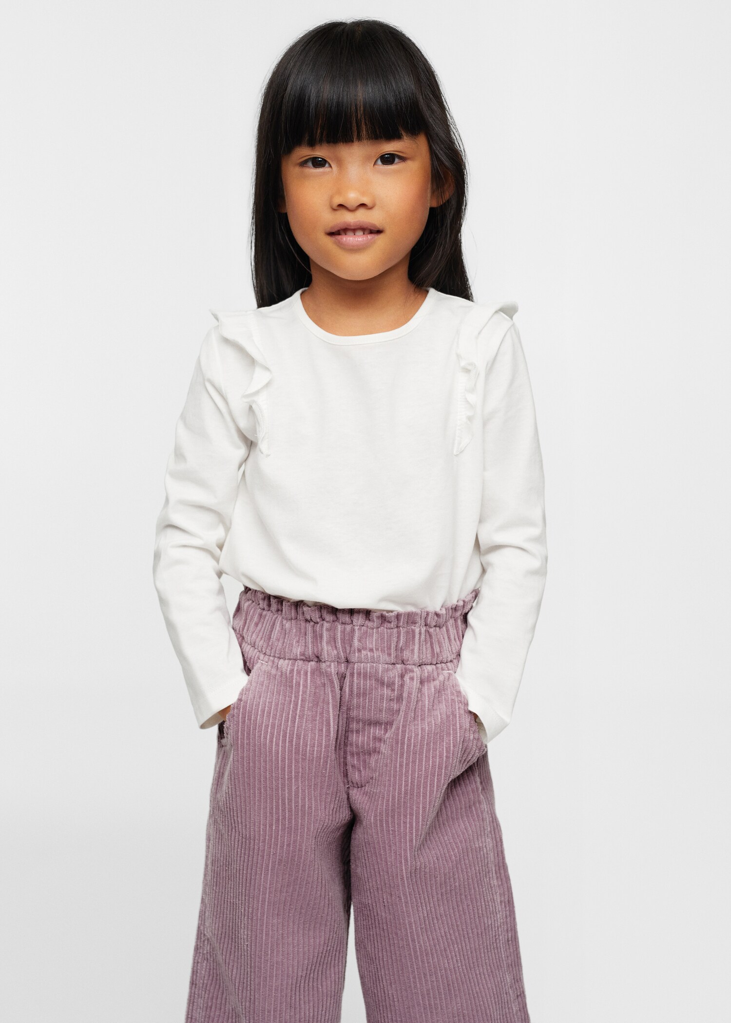 Corduroy trousers with elastic waist - Medium plane