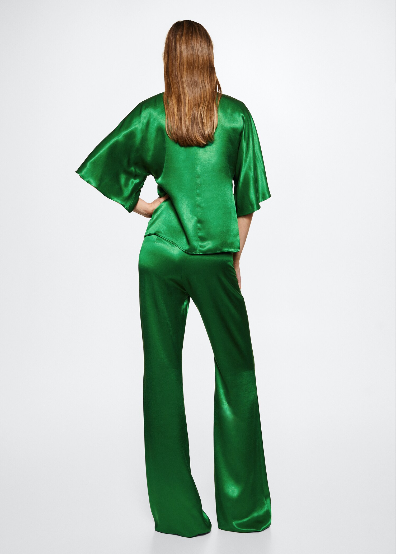 Flared satin trousers - Reverse of the article