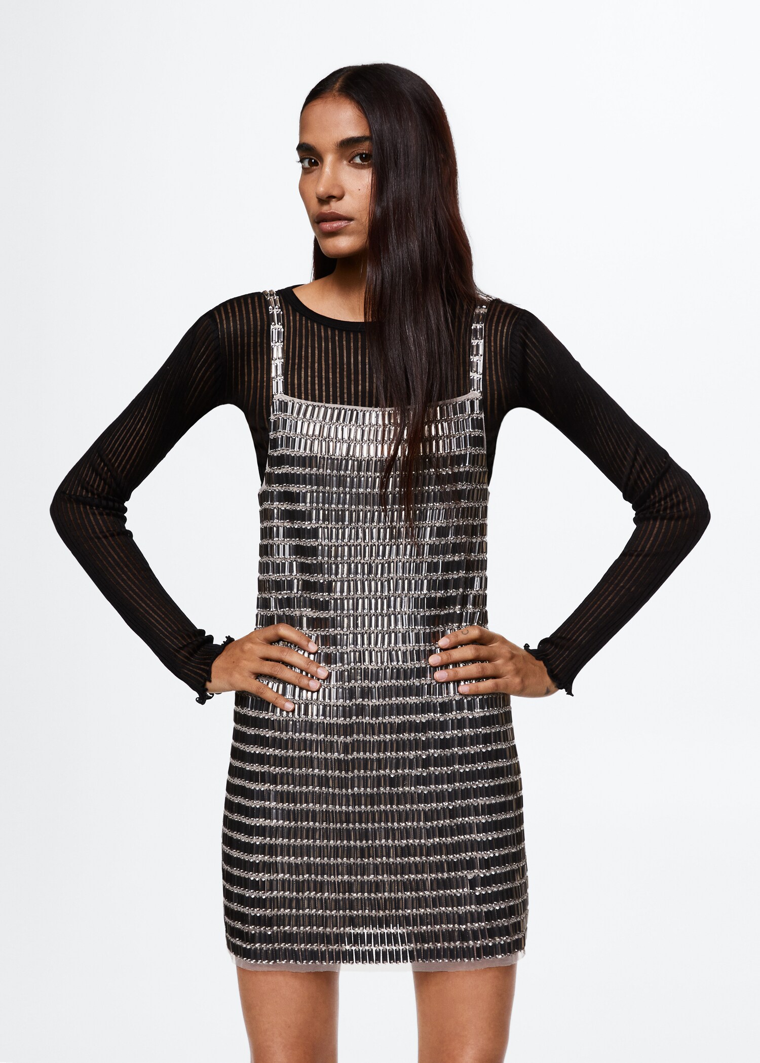 Dress with rhinestone appliques  - Medium plane
