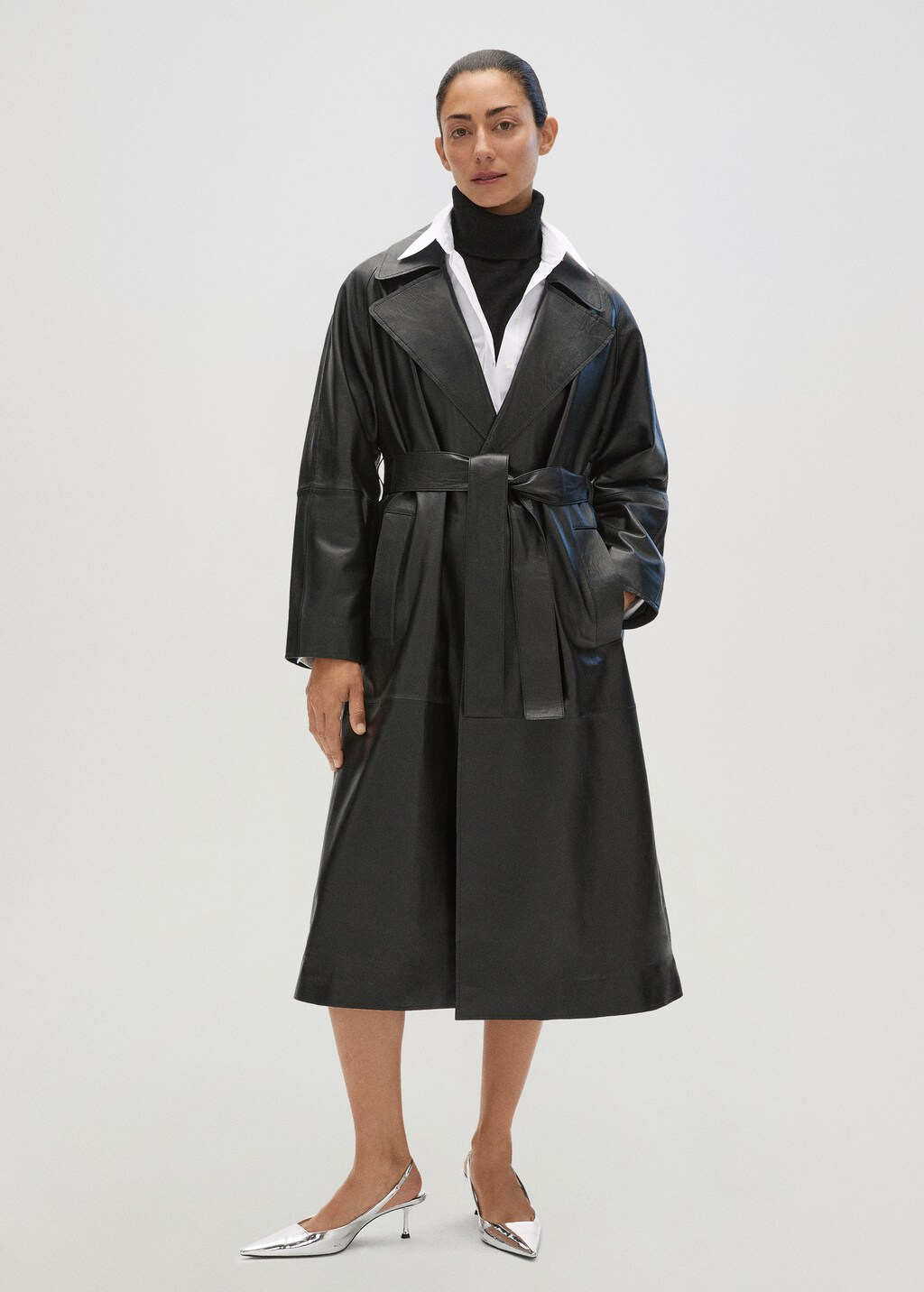 100% LWG leather trench coat - Women | MANGO Kosovo