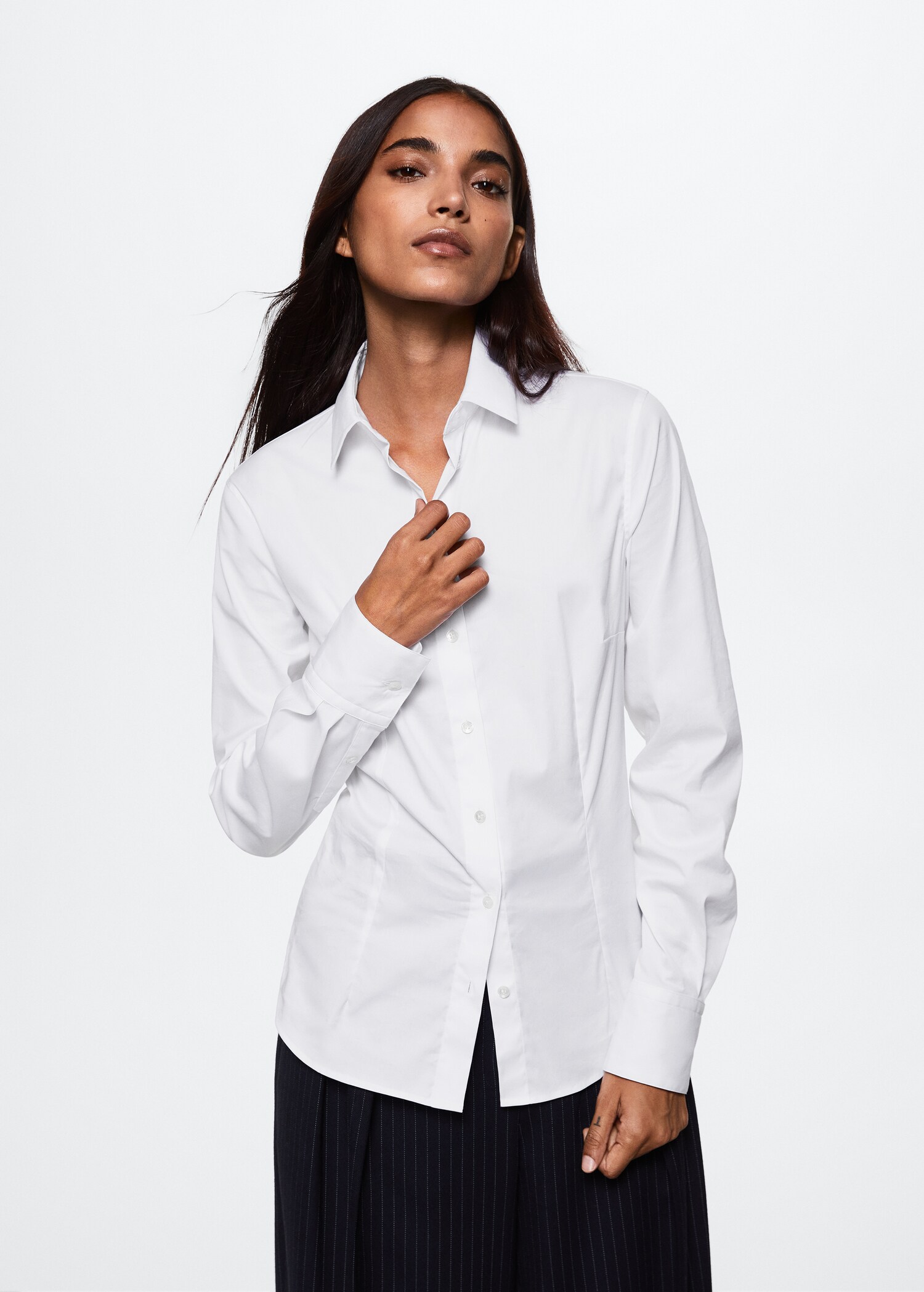 Slim-fit poplin shirt - Medium plane