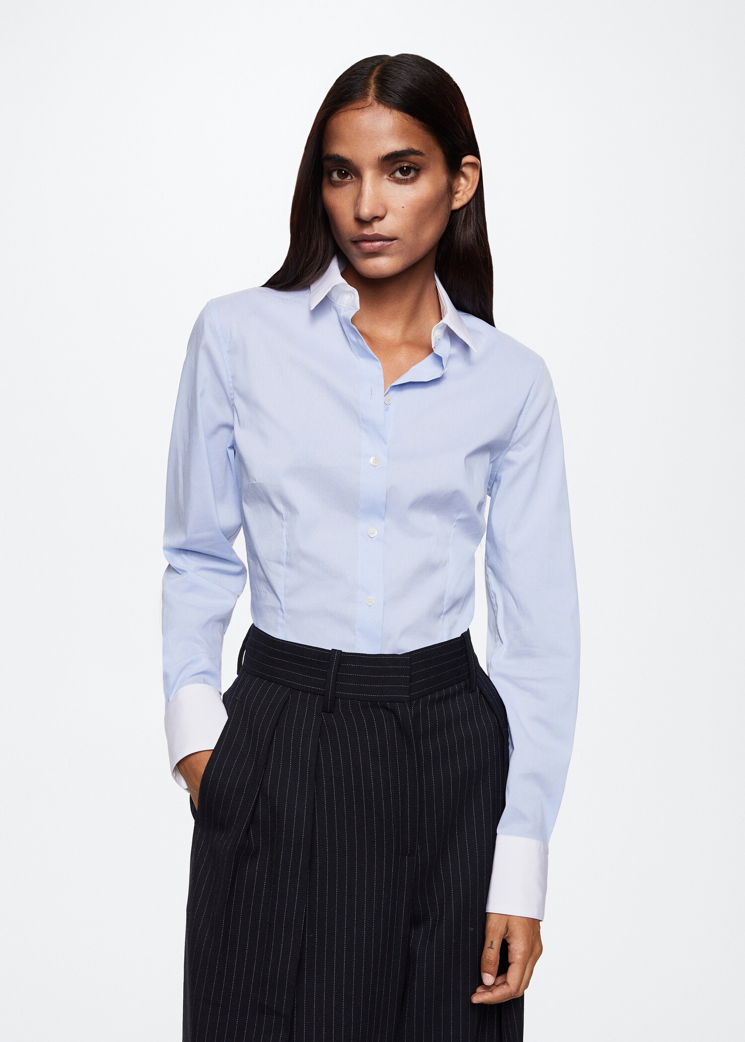Slim-fit poplin shirt - Medium plane