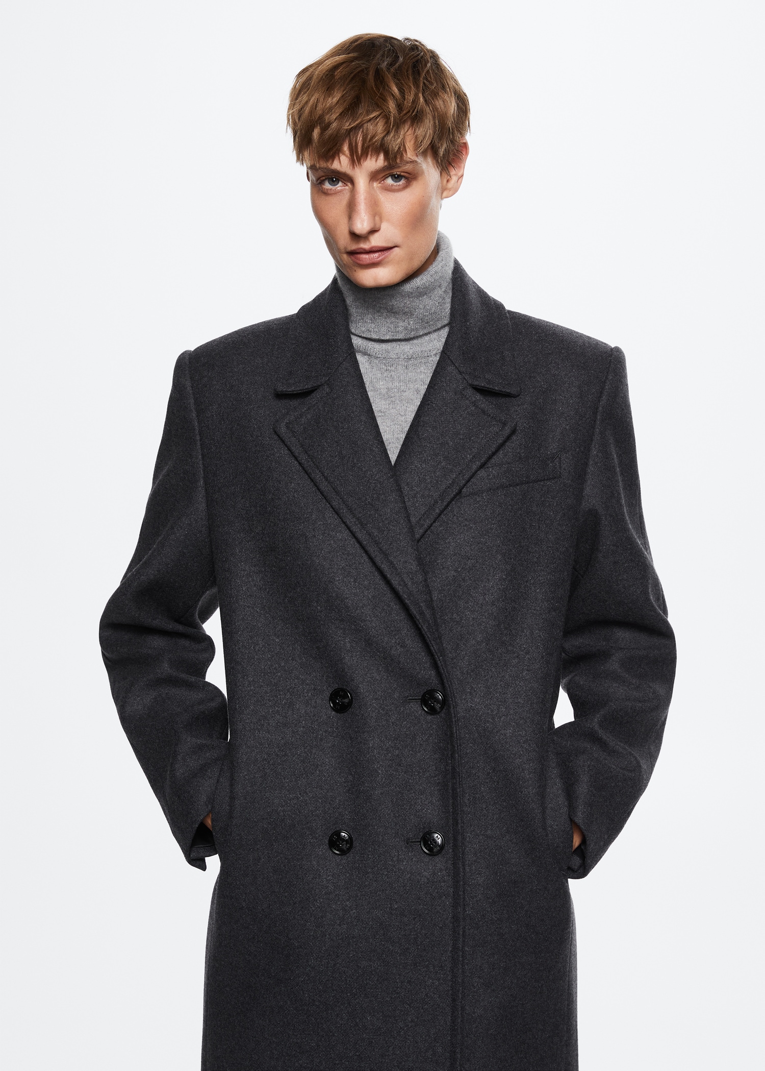 Παλτό Tailored μαλλί oversize - Μεσαίο πλάνο