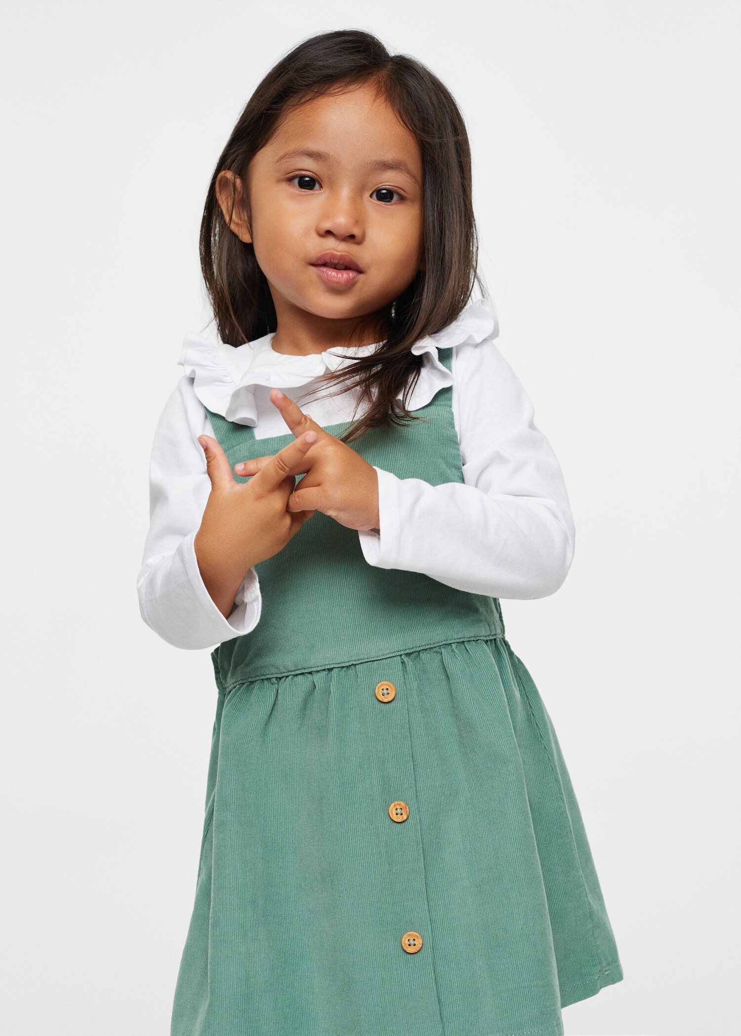 Buttoned micro-corduroy pinafore dress - Medium plane