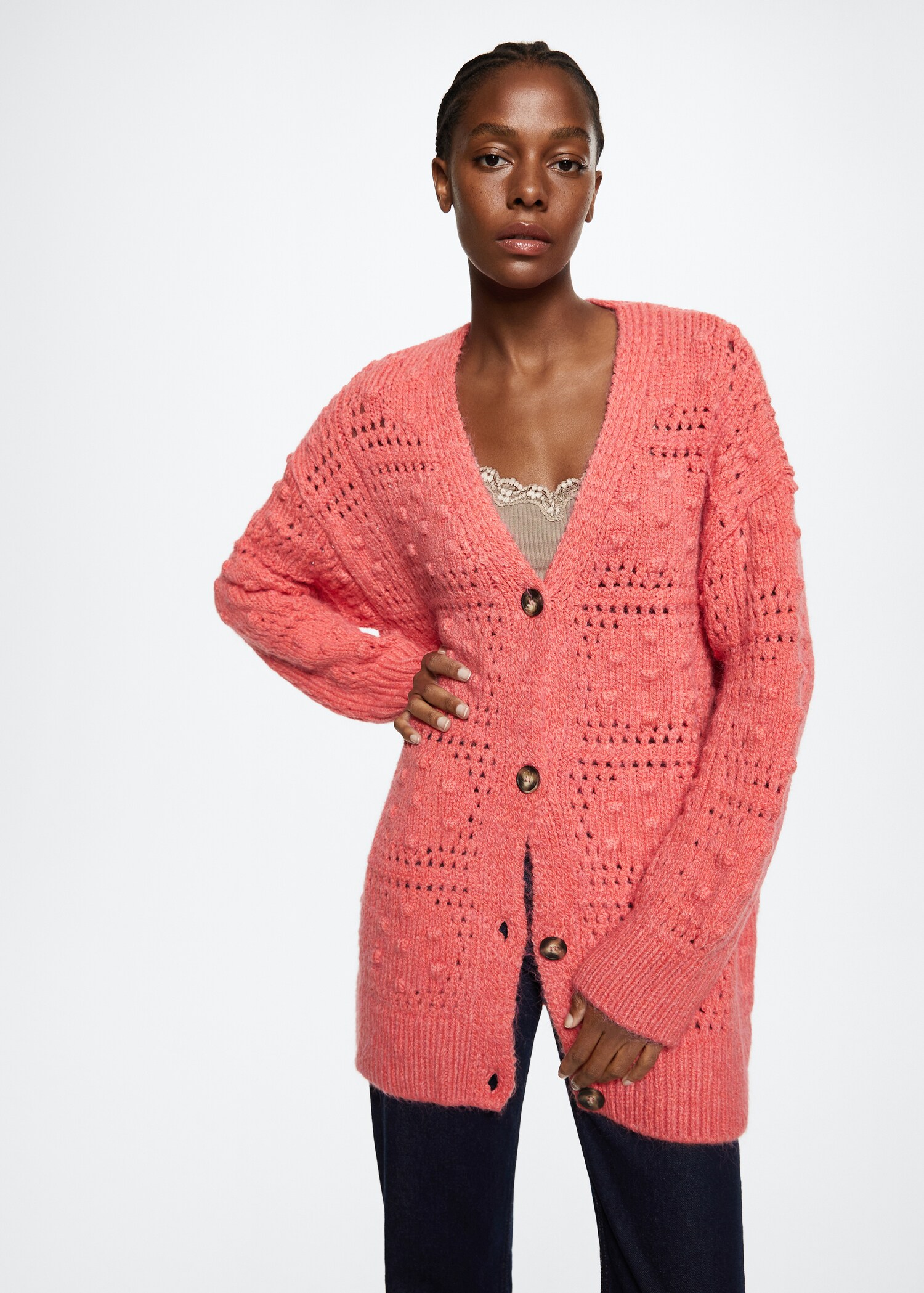 Oversized vest met knopen - Middenvlak