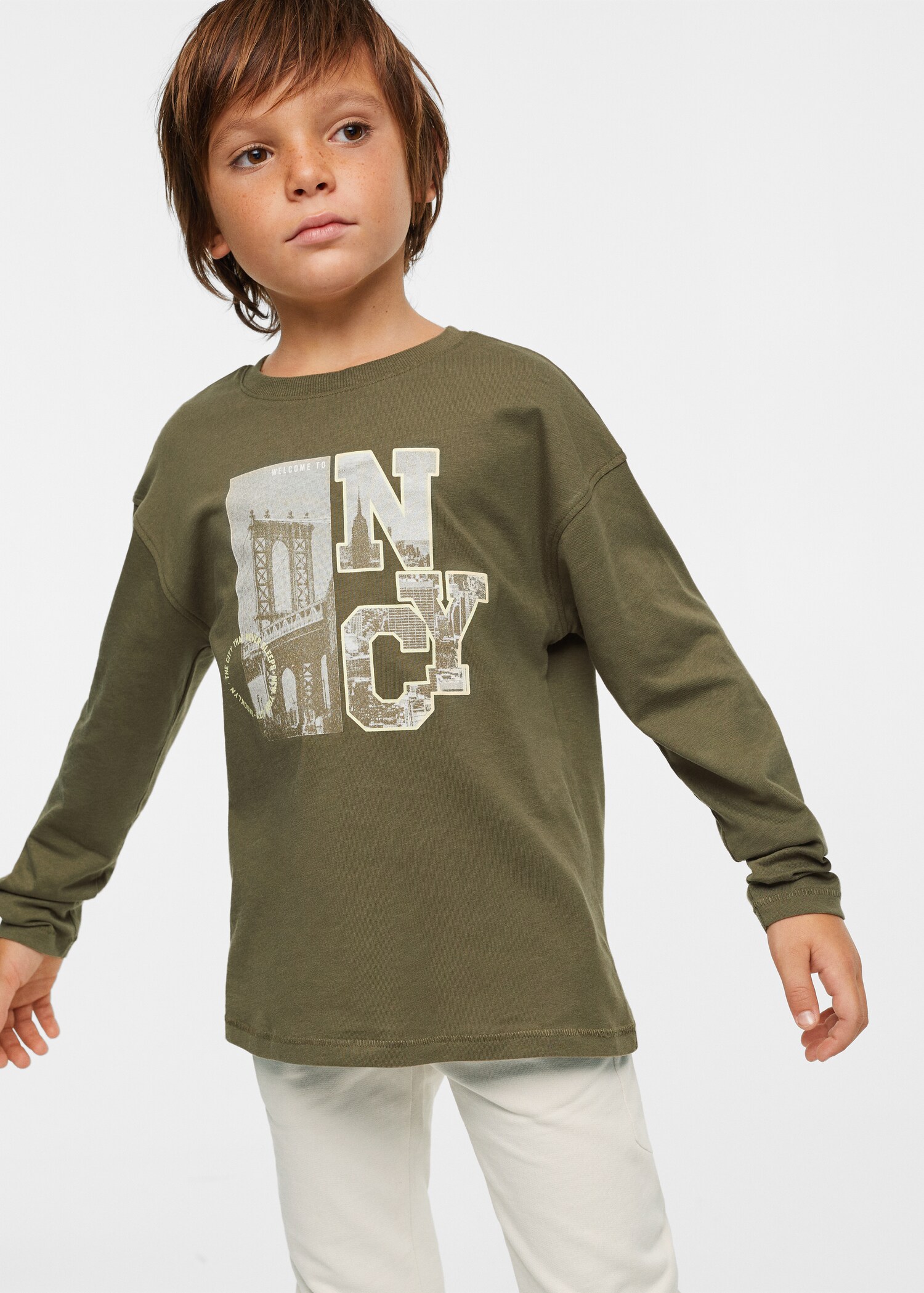 Camiseta manga larga estampada - Plano medio