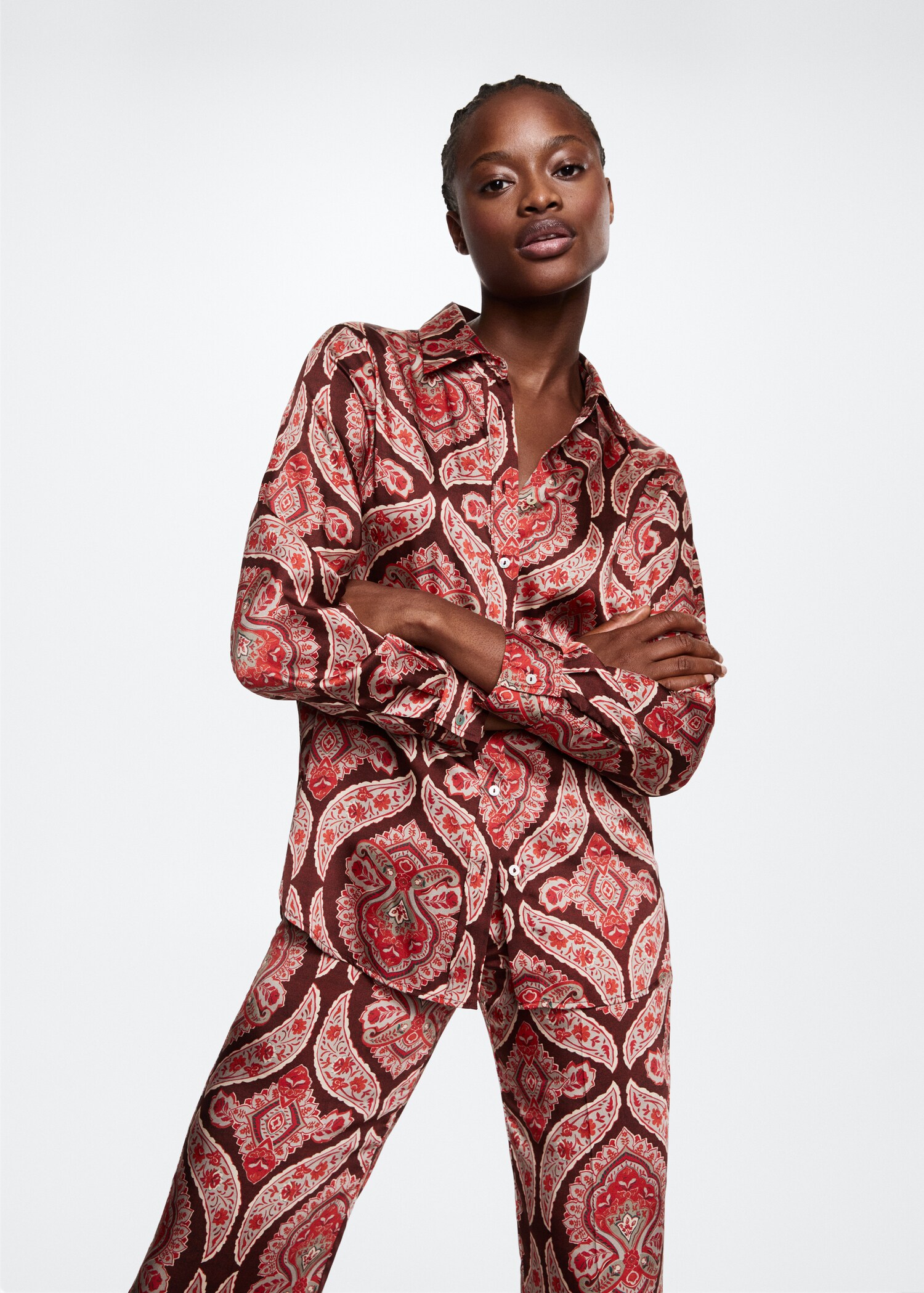 Satin print shirt - Medium plane