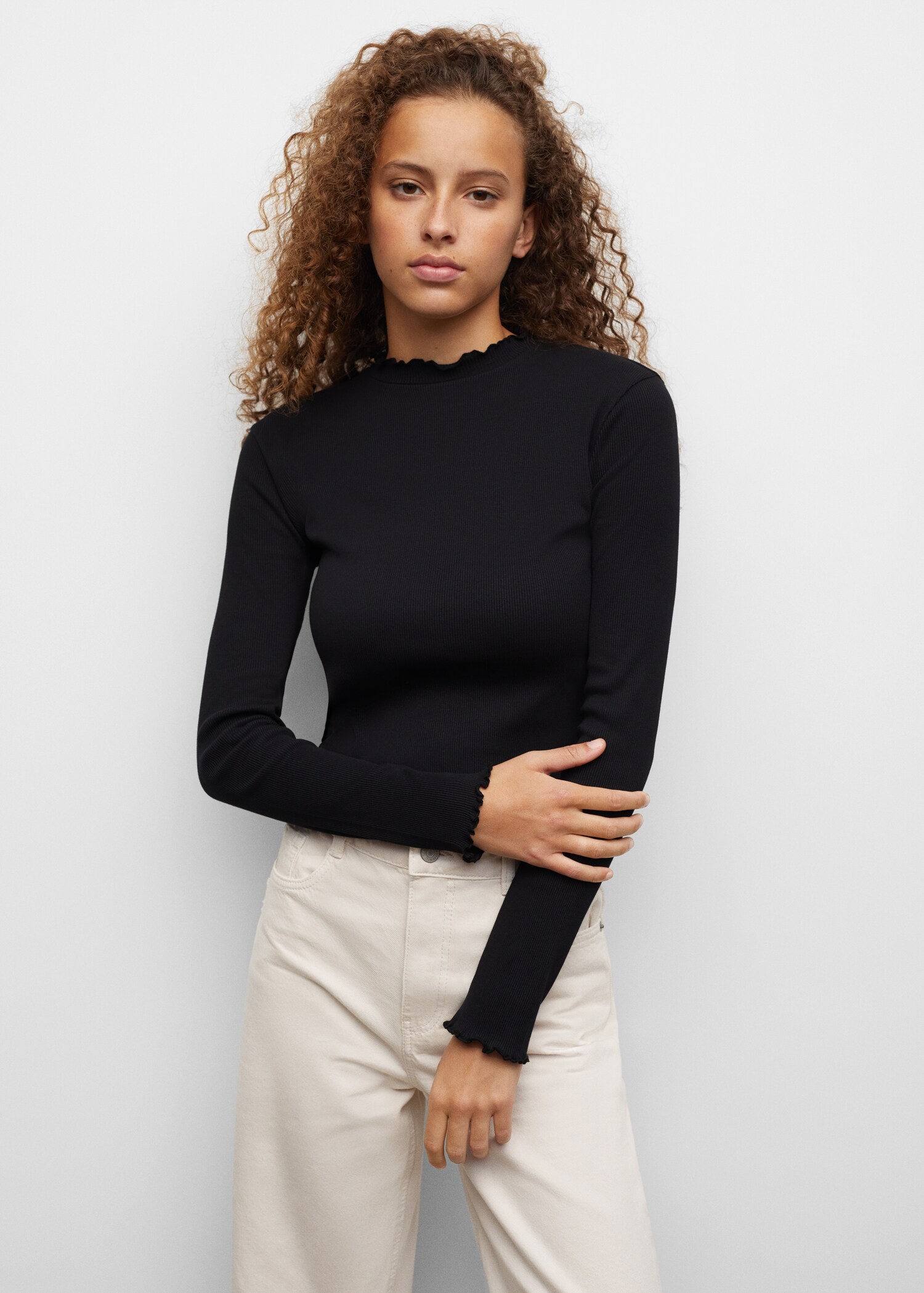Gathered ribbed t-shirt - Medium plane