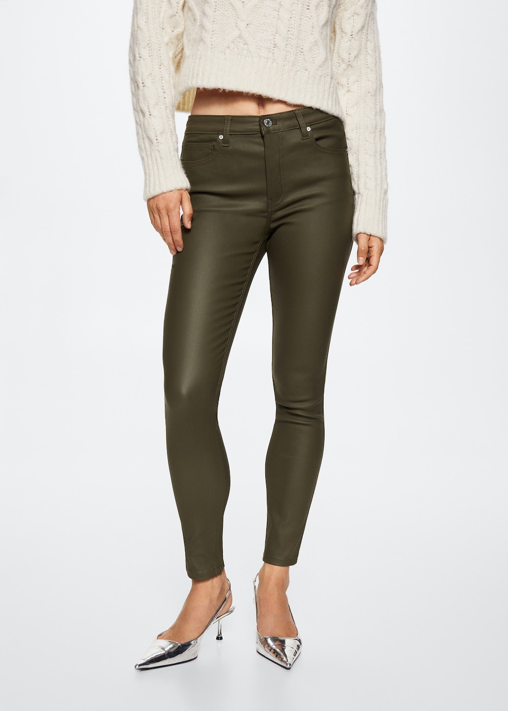 Coated Isa crop skinny jeans Women MANGO Myanmar