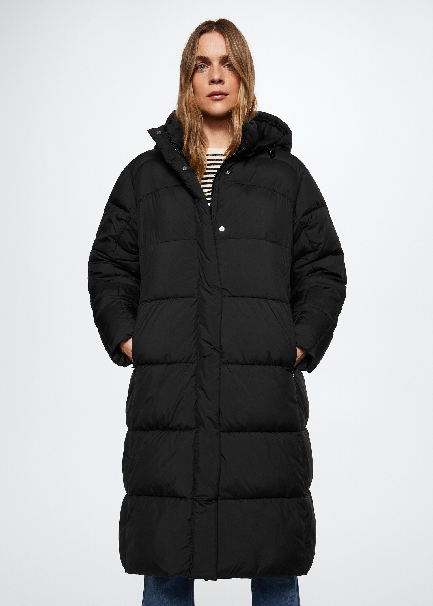 Anorak matelassé à capuche amovible - Plan moyen