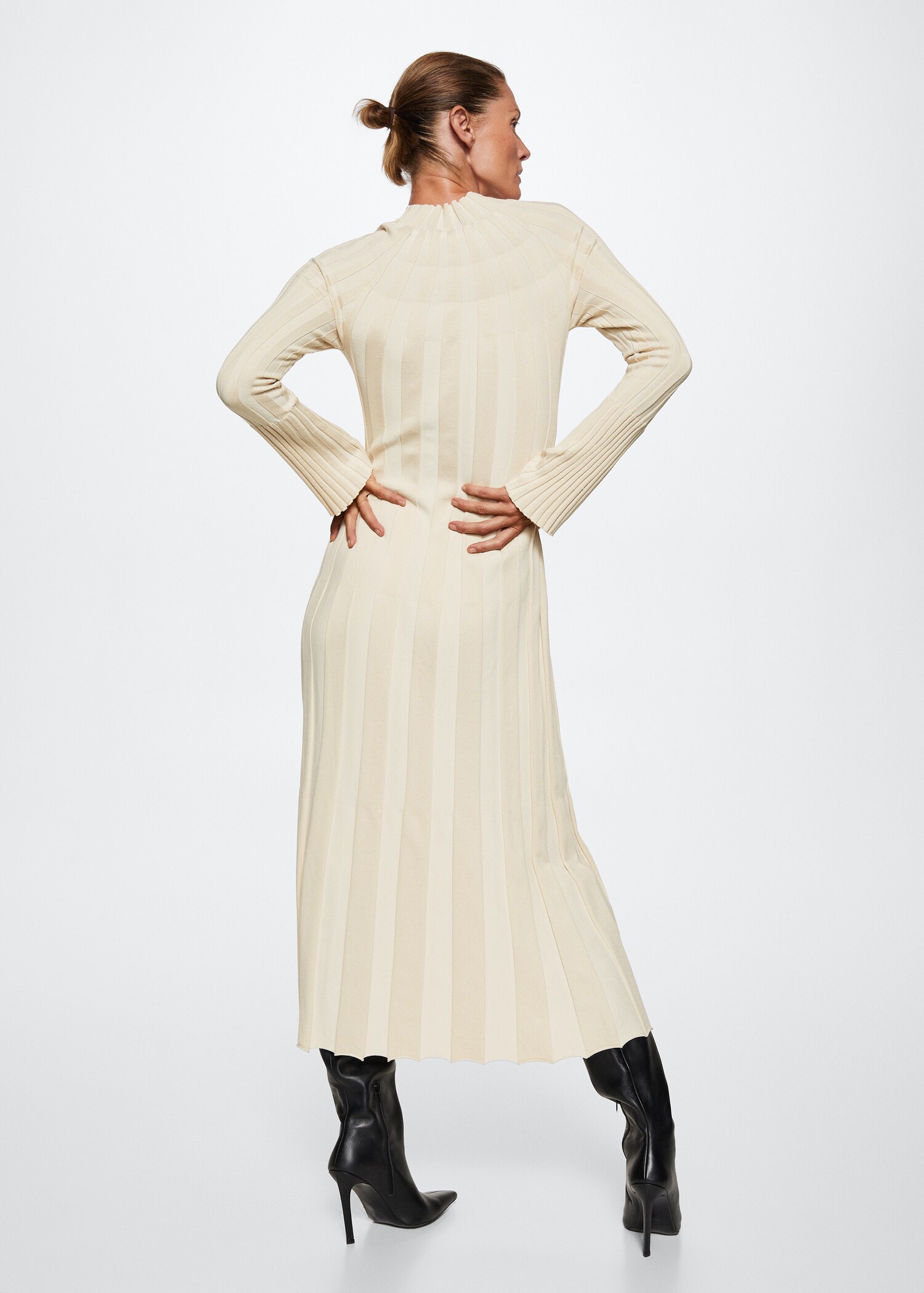 Robe maille côtelée col montant - Verso de l’article