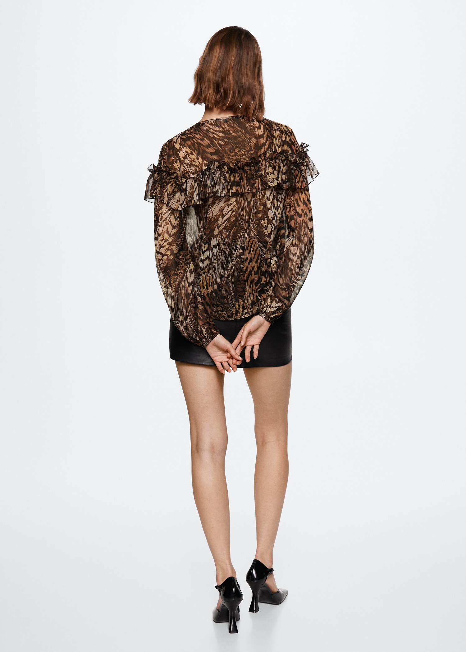 Rüschenbluse mit Animal Print - Rückseite des Artikels