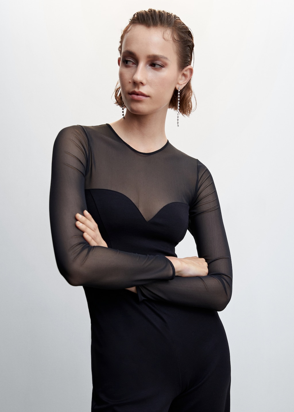 Tulle panel jumpsuit - Women | MANGO Vietnam