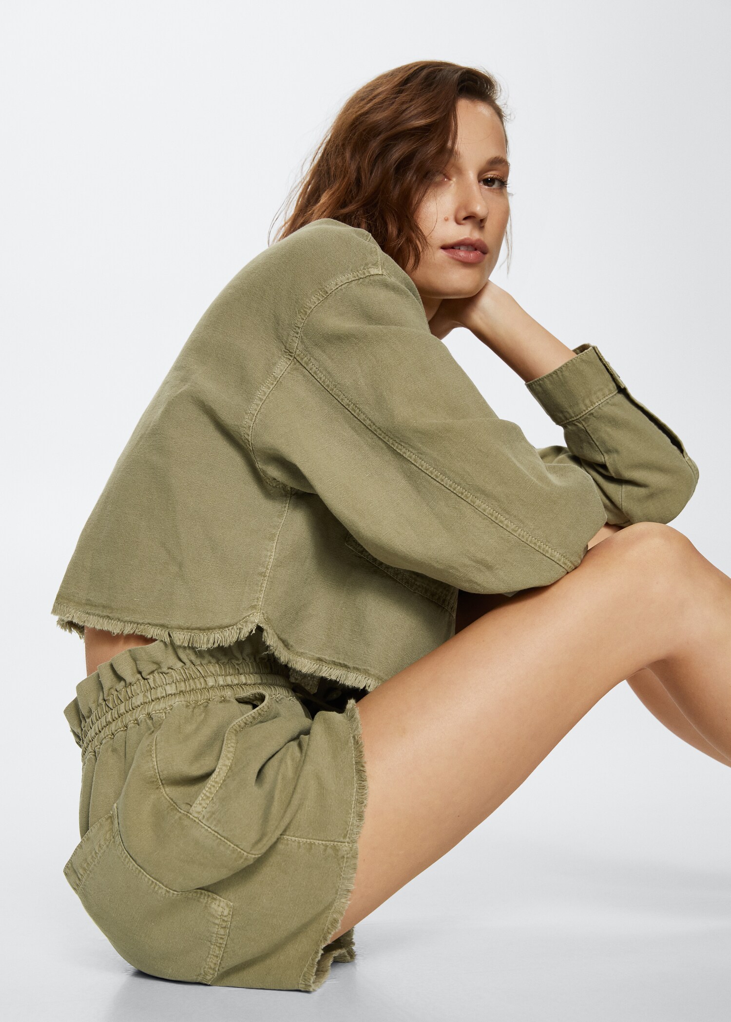 Cotton linen-blend shorts - Details of the article 1