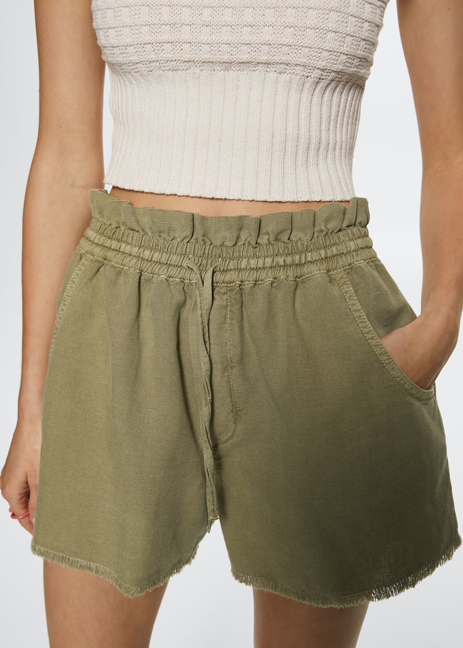 Cotton linen-blend shorts - Details of the article 2