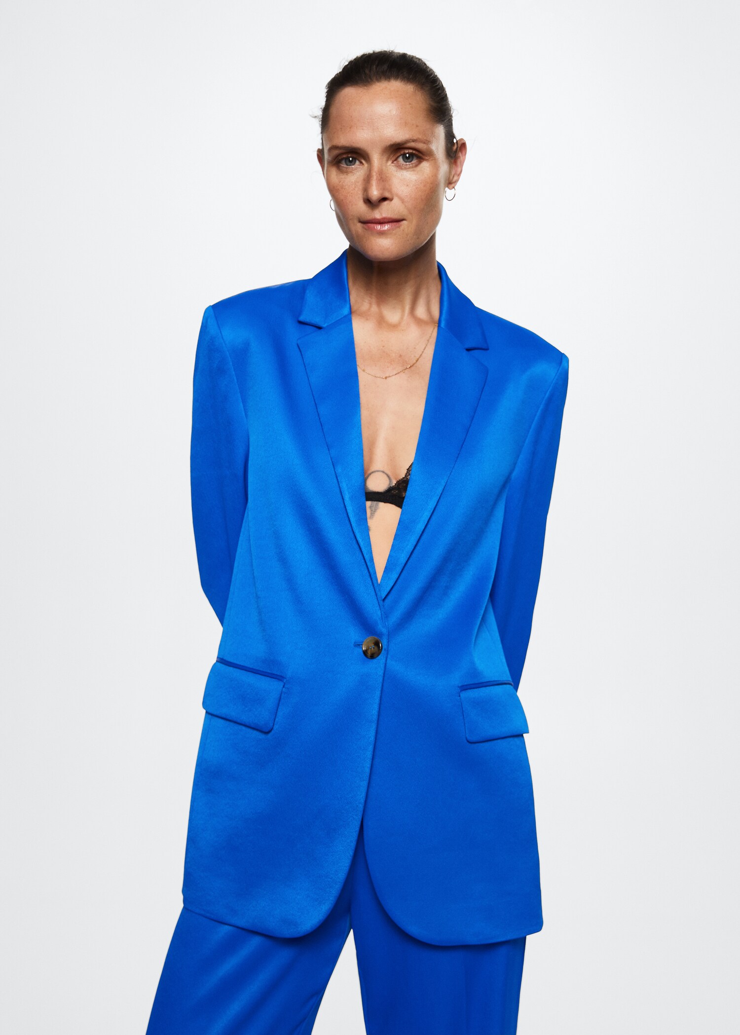 Satin-finish suit jacket - Medium plane