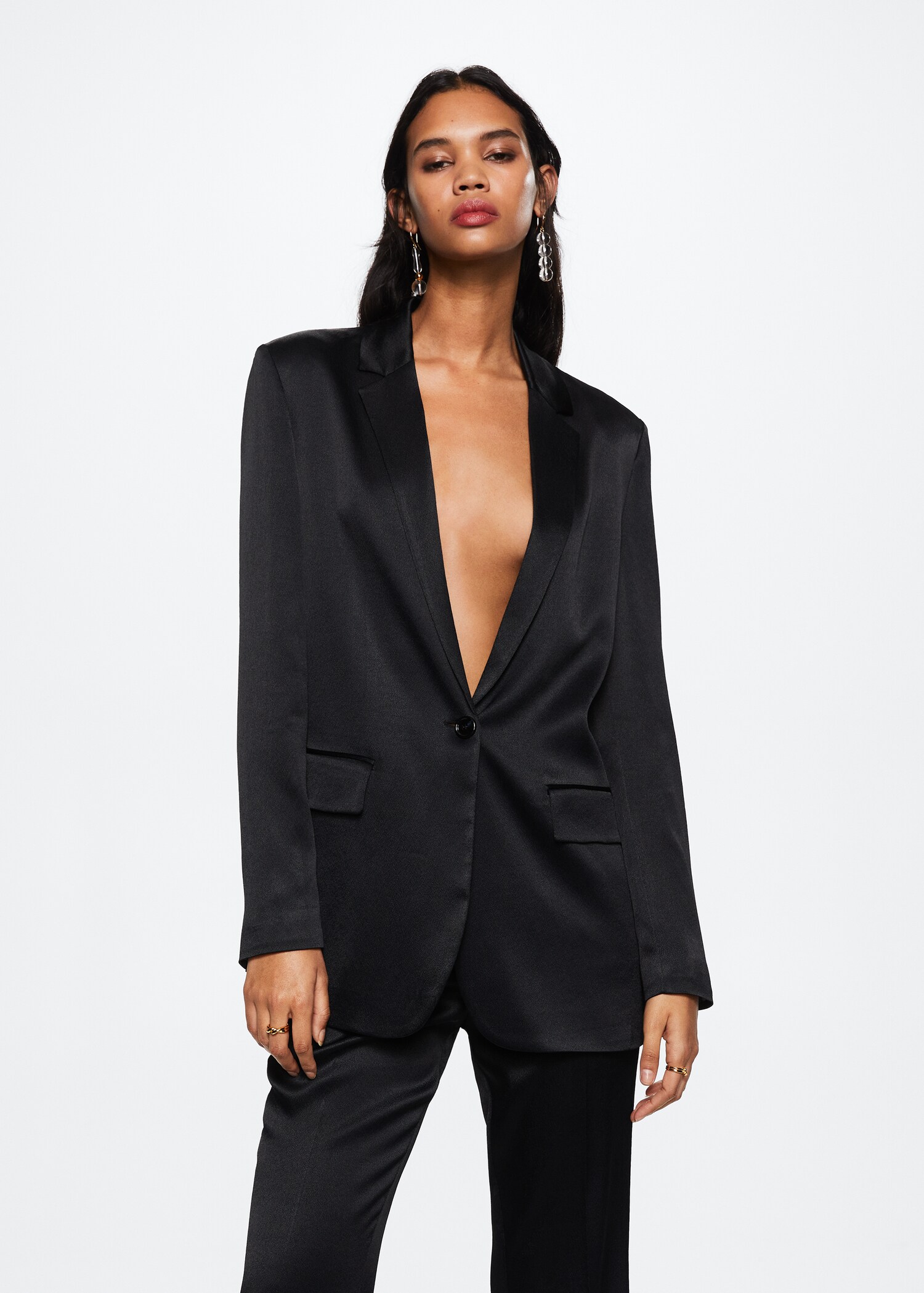 Satin-finish suit jacket - Medium plane