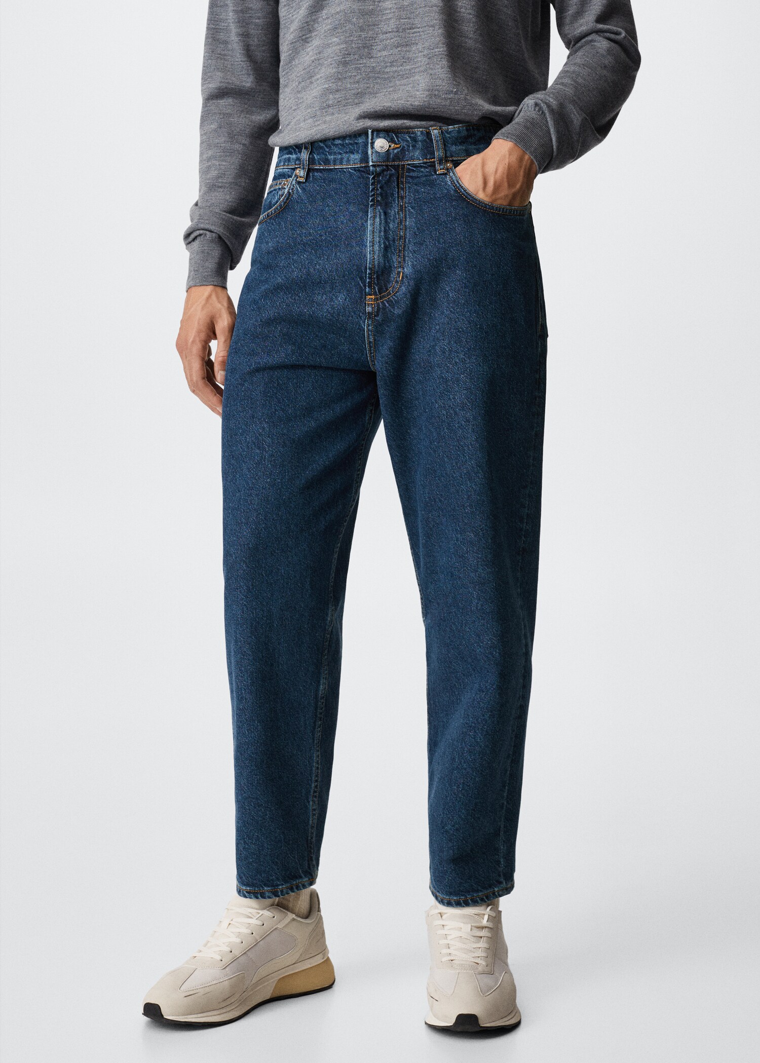 Tapered loose cropped jeans - Medium plane