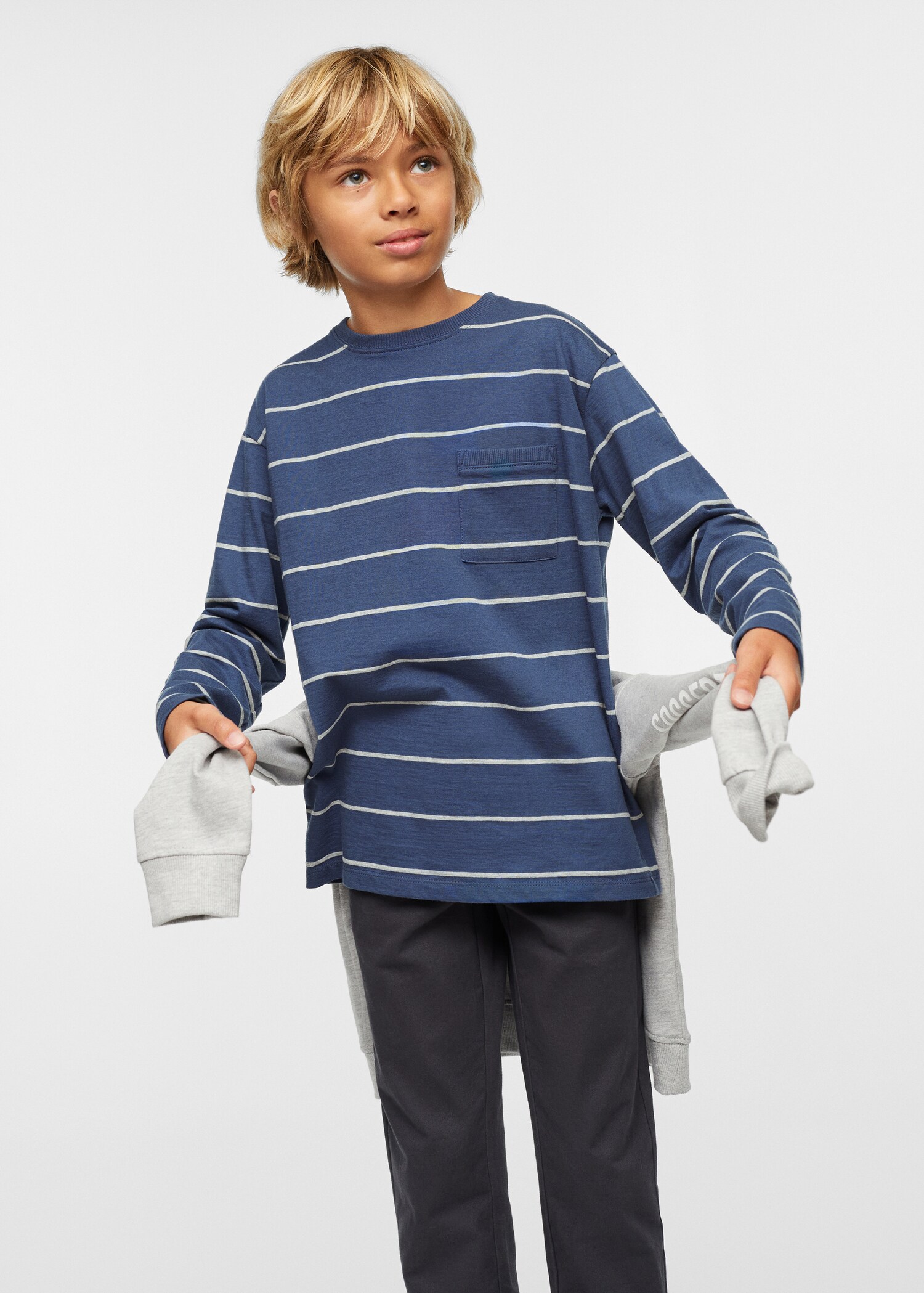 Gestreiftes Baumwoll-Shirt - Mittlere Ansicht