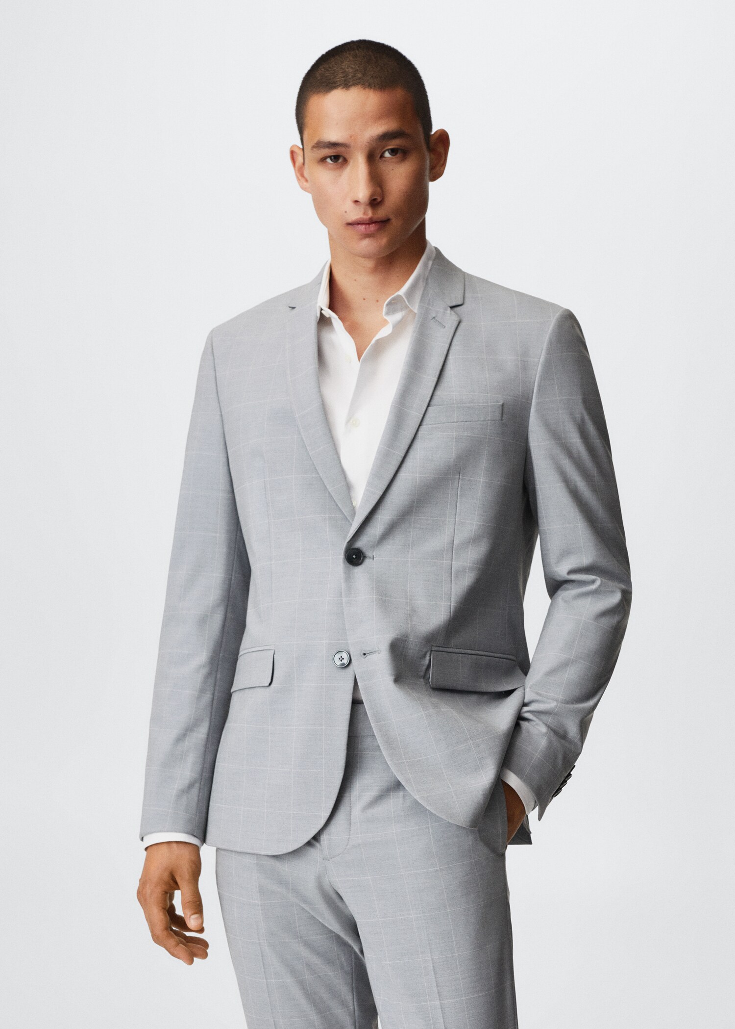 Veste costume super slim fit carreaux - Plan moyen