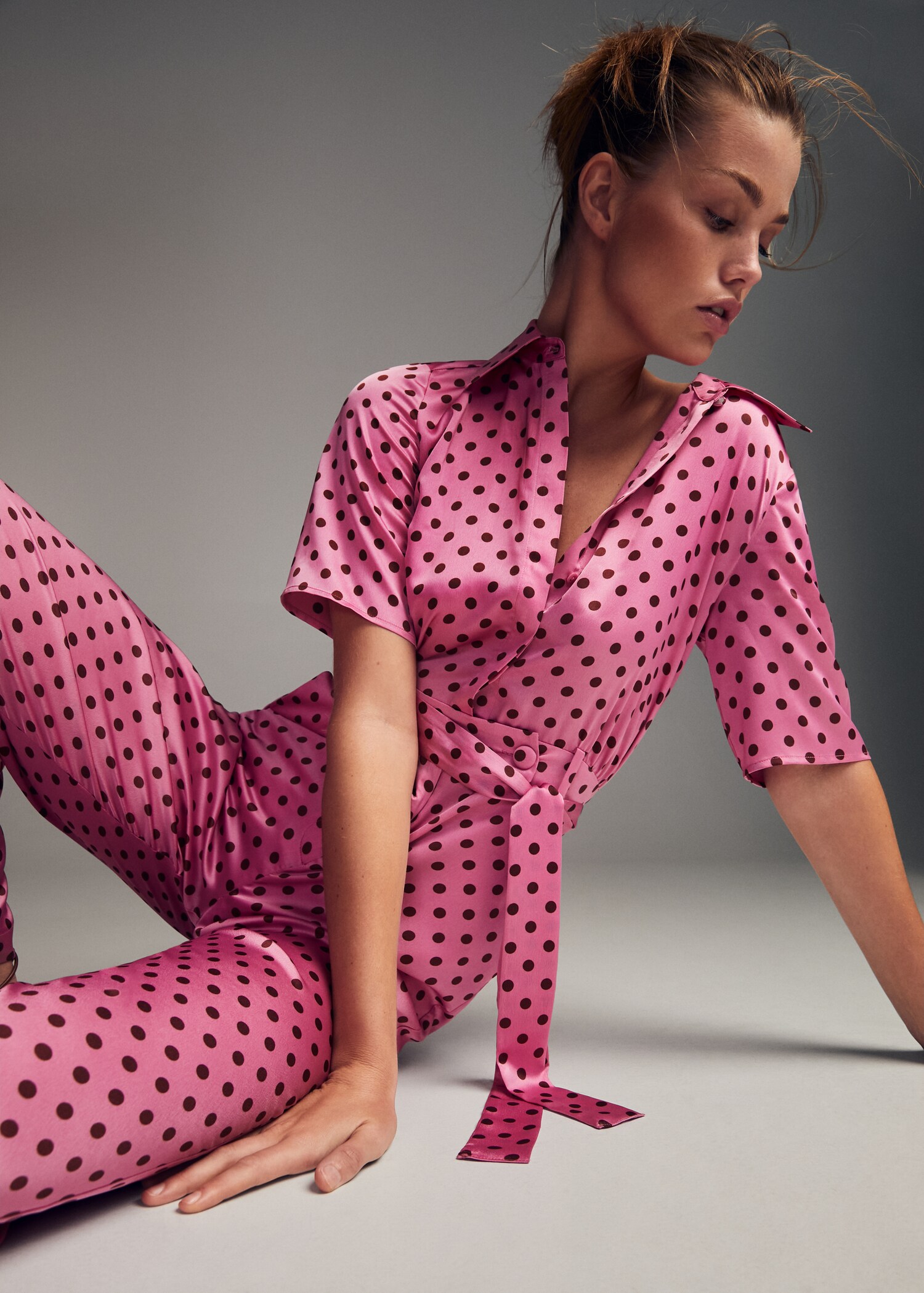 Polka-dot belt jumpsuit - Details of the article 9